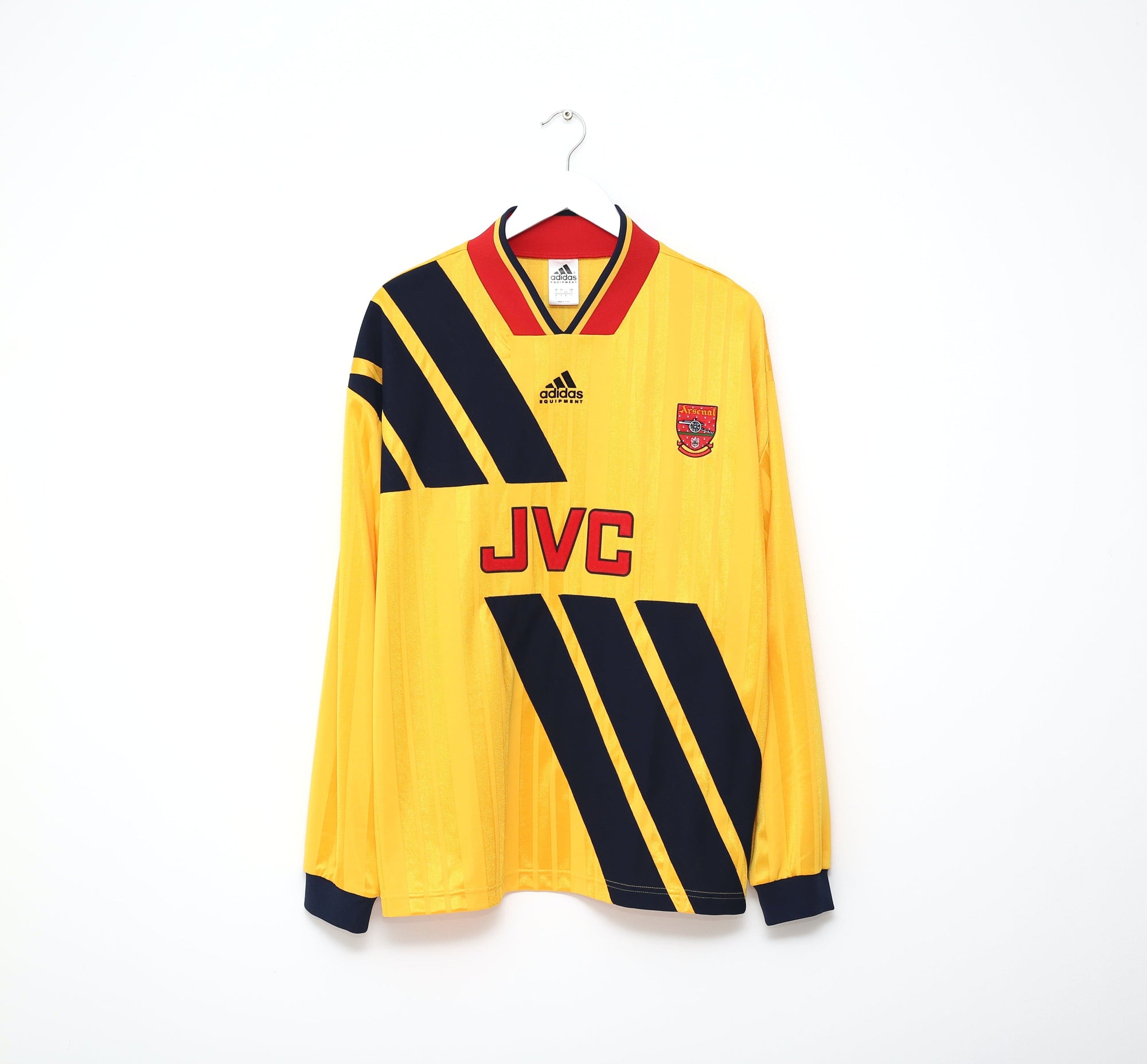 1993/94 WRIGHT #8 Arsenal Retro adidas Equipment LS Away Football Shirt (L/XL)