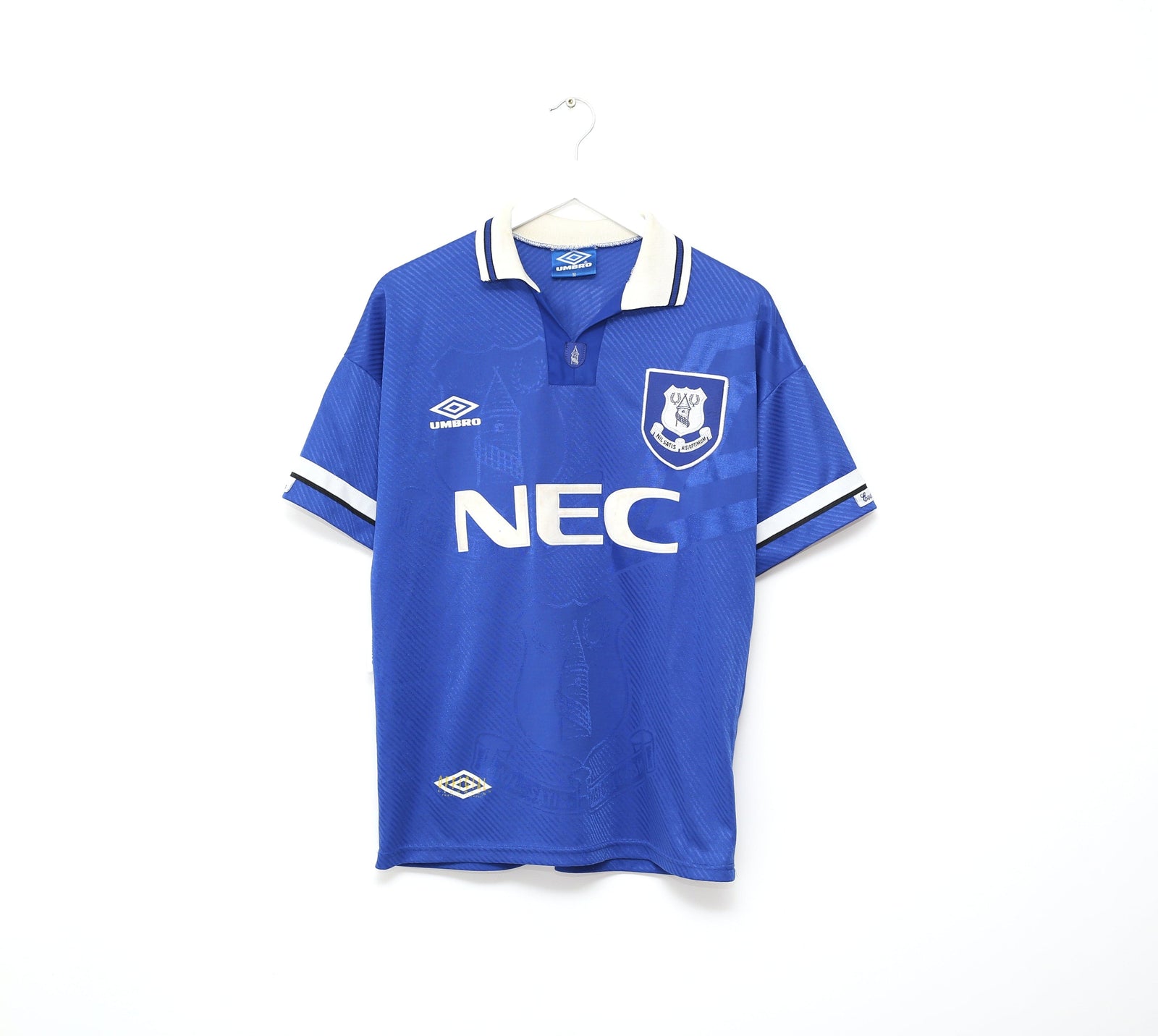 1993/95 AMOKACHI #11 Everton Vintage Umbro HOME Football Shirt (M)