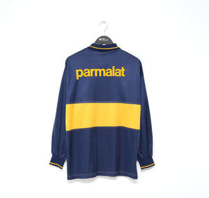1993/95 BOCA JUNIORS Vintage Olan LS Home Football Shirt Jersey (L) MARADONA Era