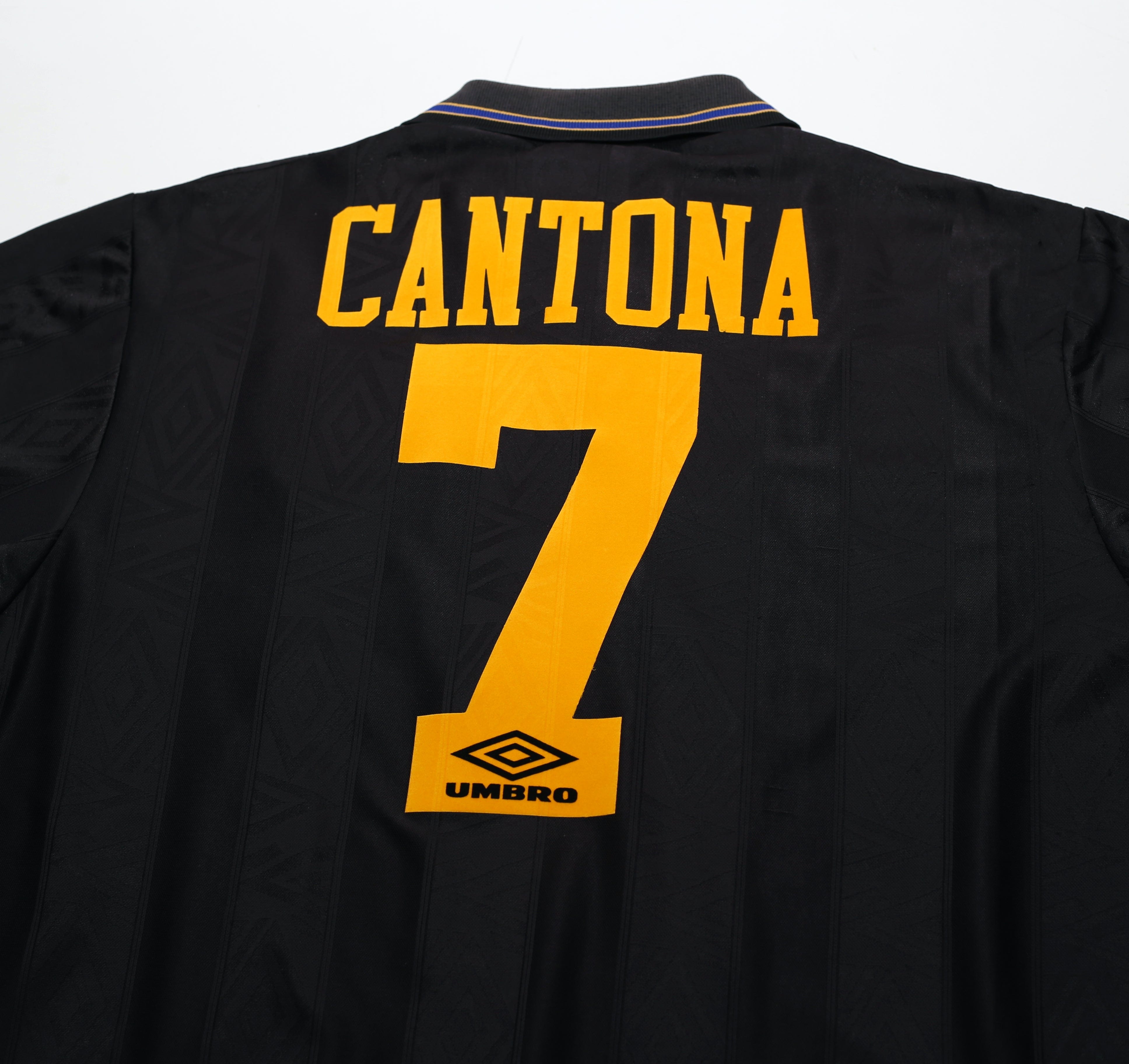 1993/95 CANTONA #7 Manchester United Vintage Umbro Away Football Shirt (L/XL)