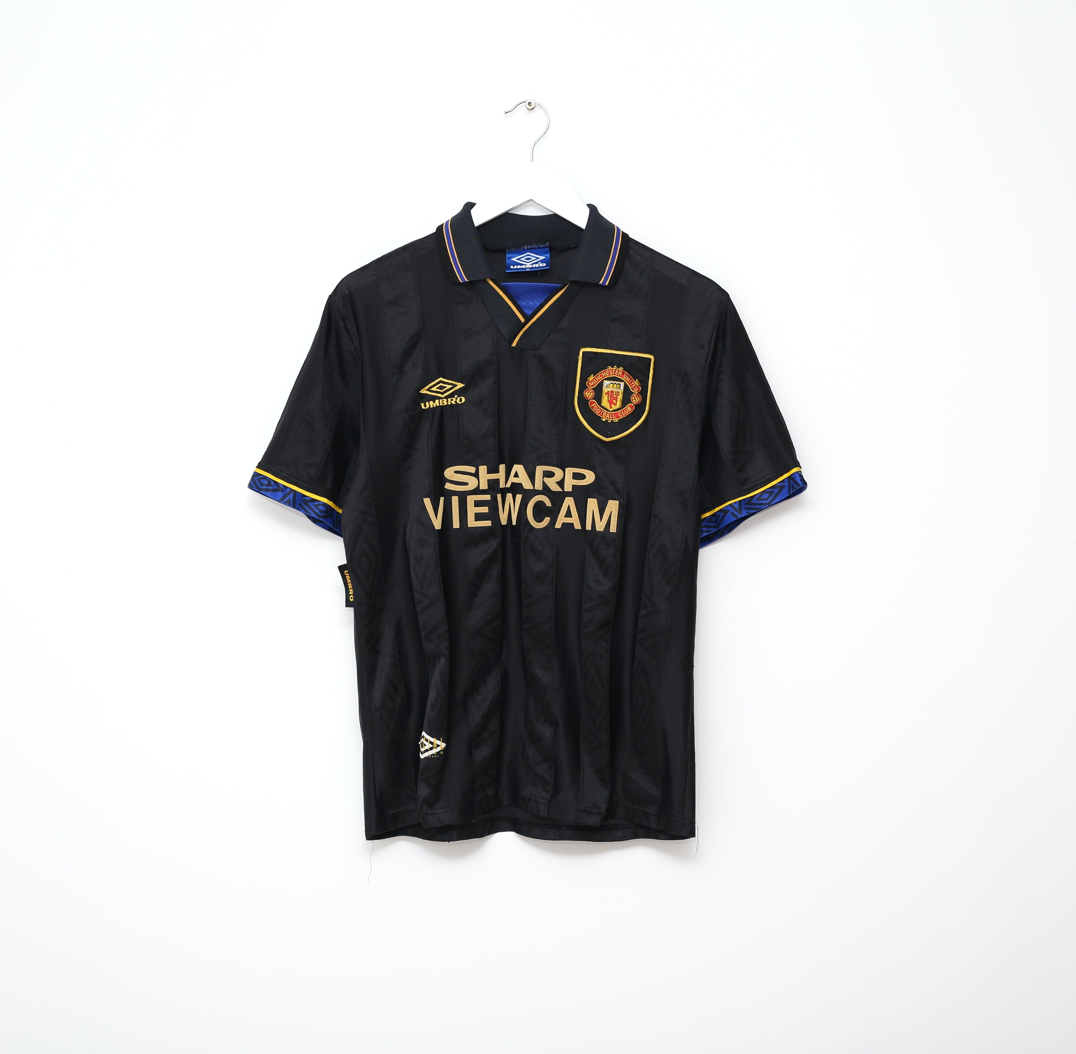 1993/95 CANTONA #7 Manchester United Vintage Umbro Away Football Shirt (M)