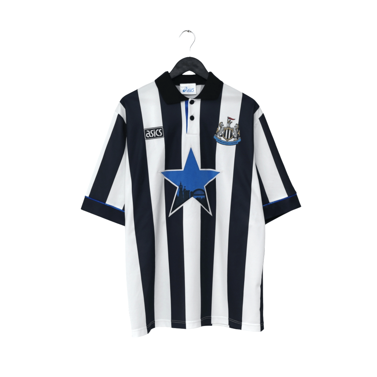 1993/95 Cole #9 Newcastle United Vintage Asics Home Football Shirt (L)