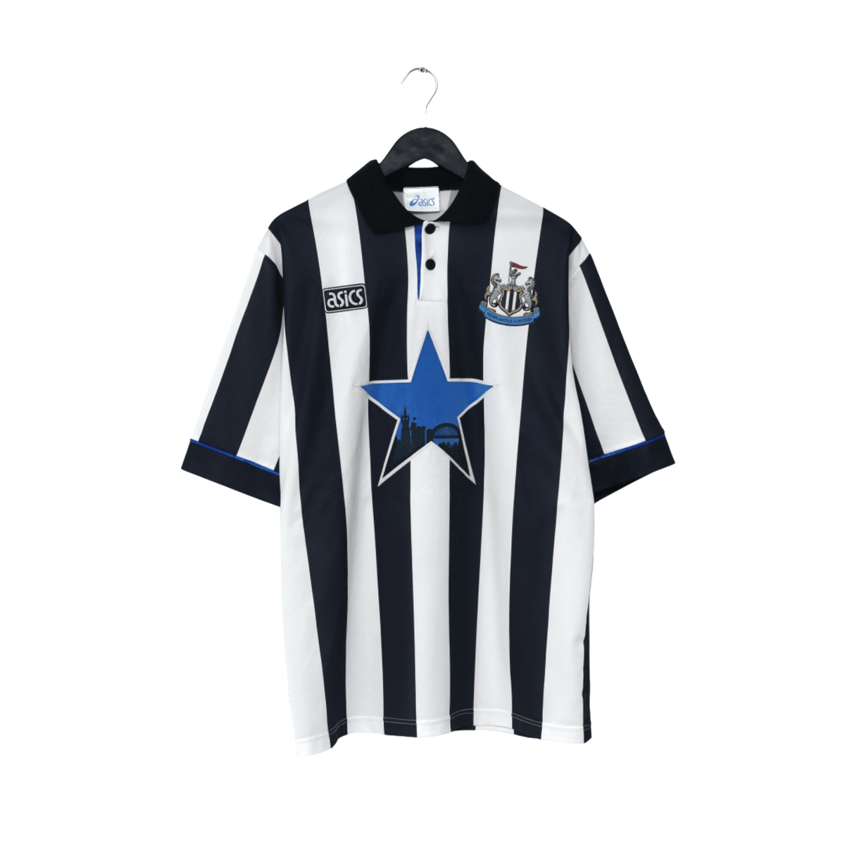 1993/95 Cole #9 Newcastle United Vintage Asics Home Football Shirt (L)