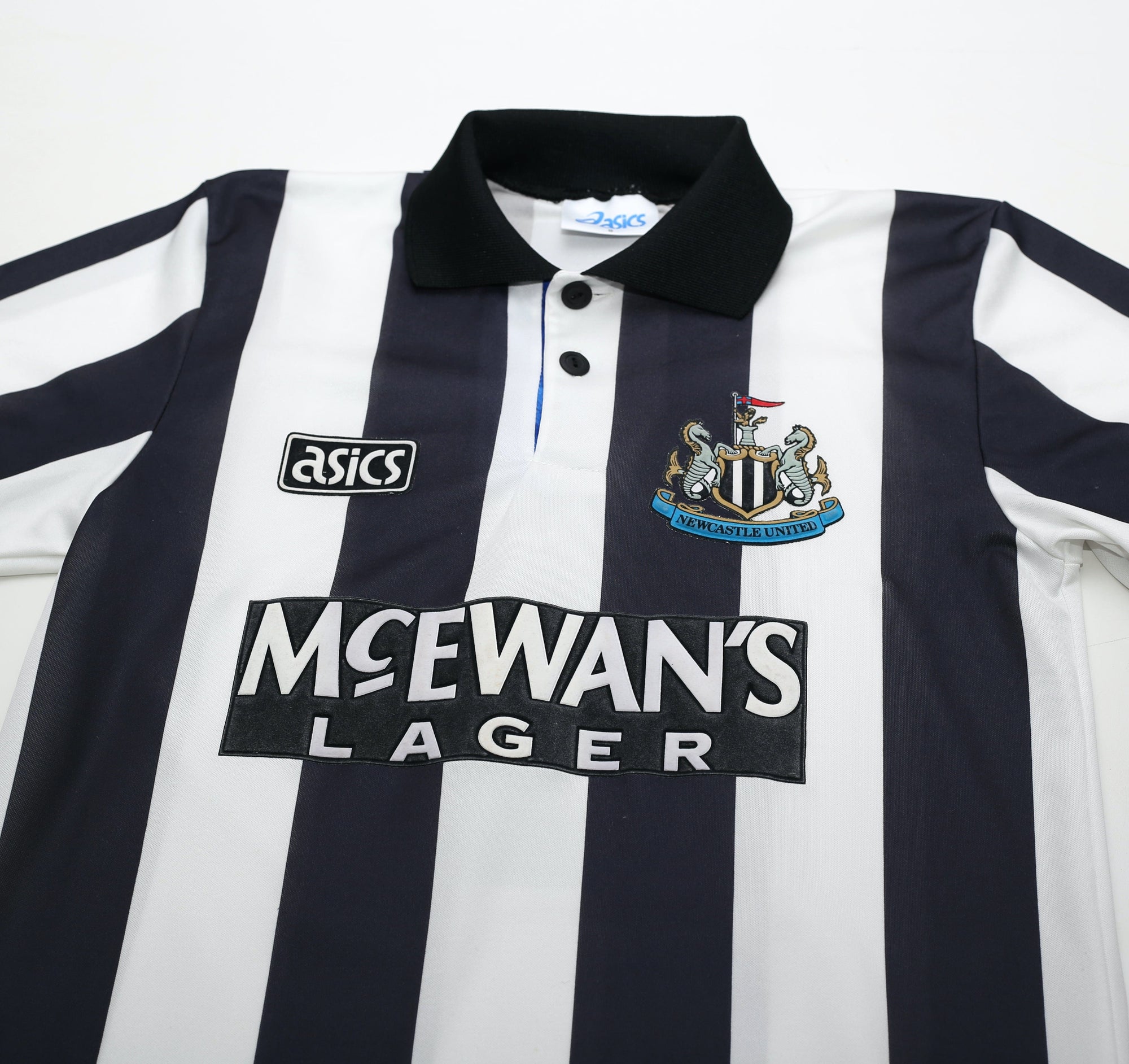 1993/95 COLE #9 Newcastle United Vintage Asics Home Football Shirt (S)