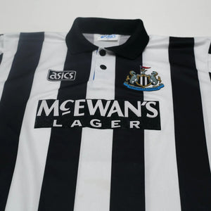 1993/95 Cole #9 Newcastle United Vintage Asics Home Football Shirt (XL)