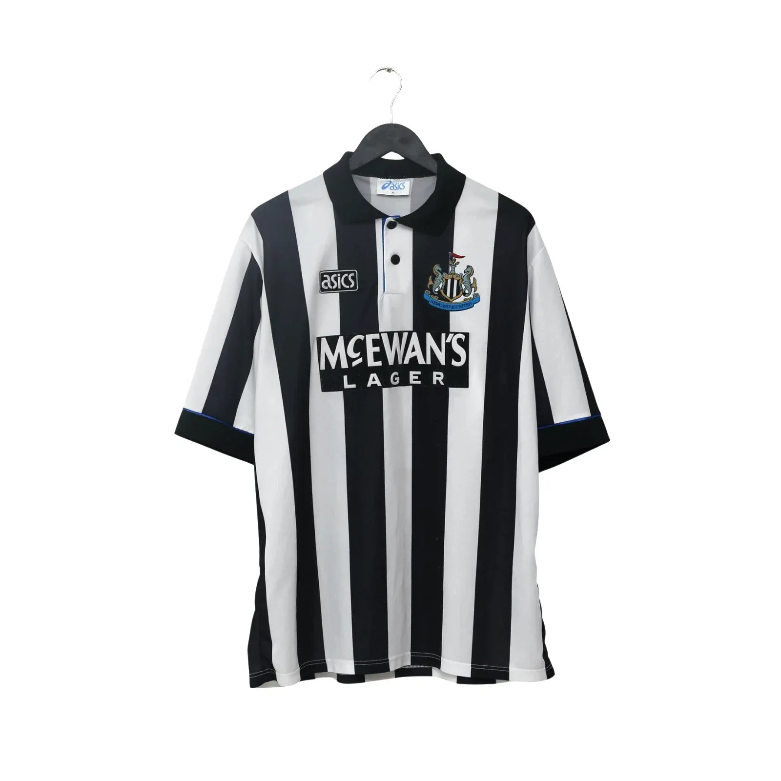 1993/95 Cole #9 Newcastle United Vintage Asics Home Football Shirt (XL)