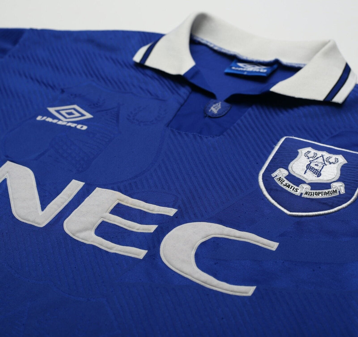 1993/95 FERGUSON #9 Everton Vintage Umbro Home Football Shirt (S)