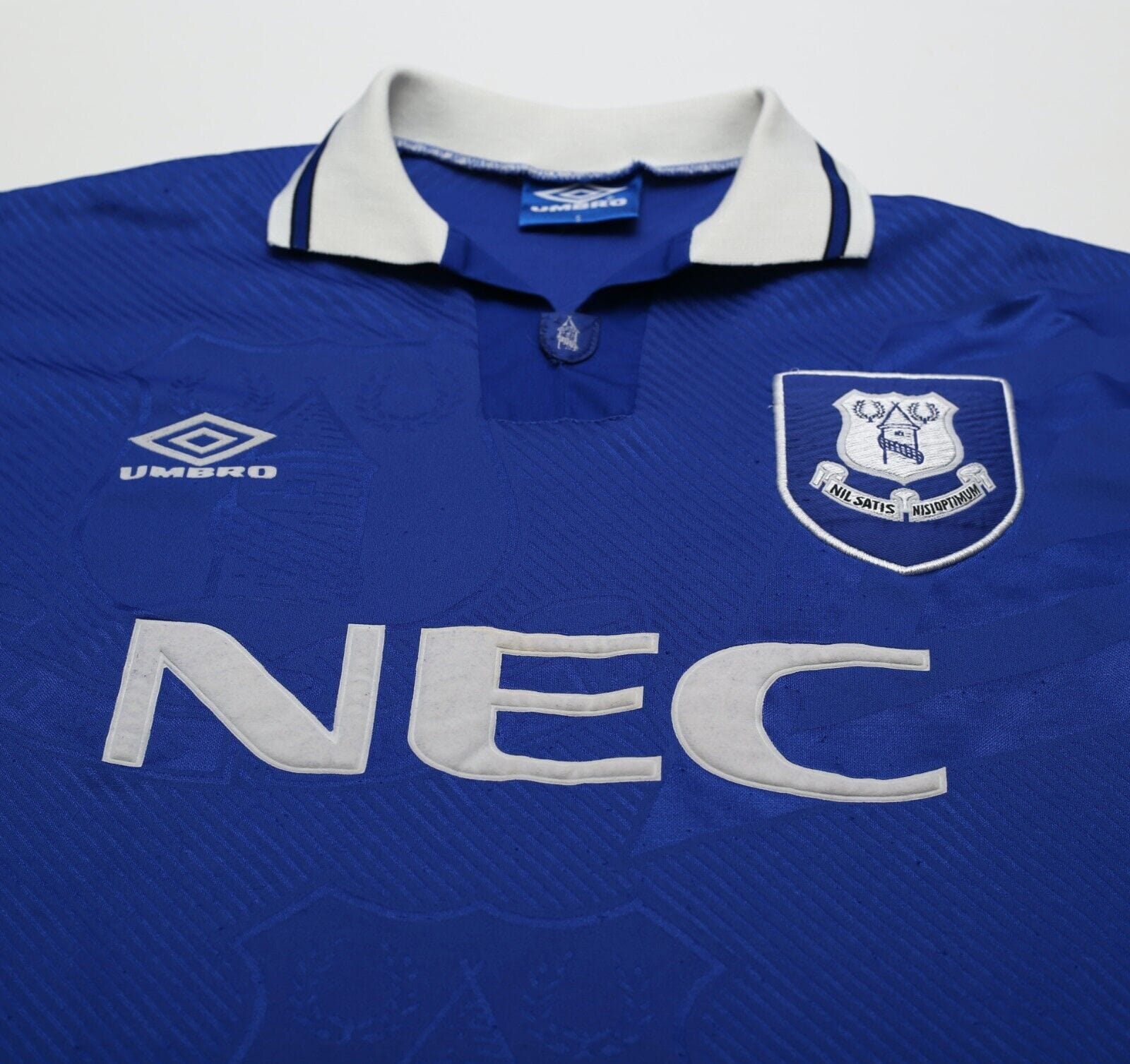 1993/95 FERGUSON #9 Everton Vintage Umbro Home Football Shirt (S)