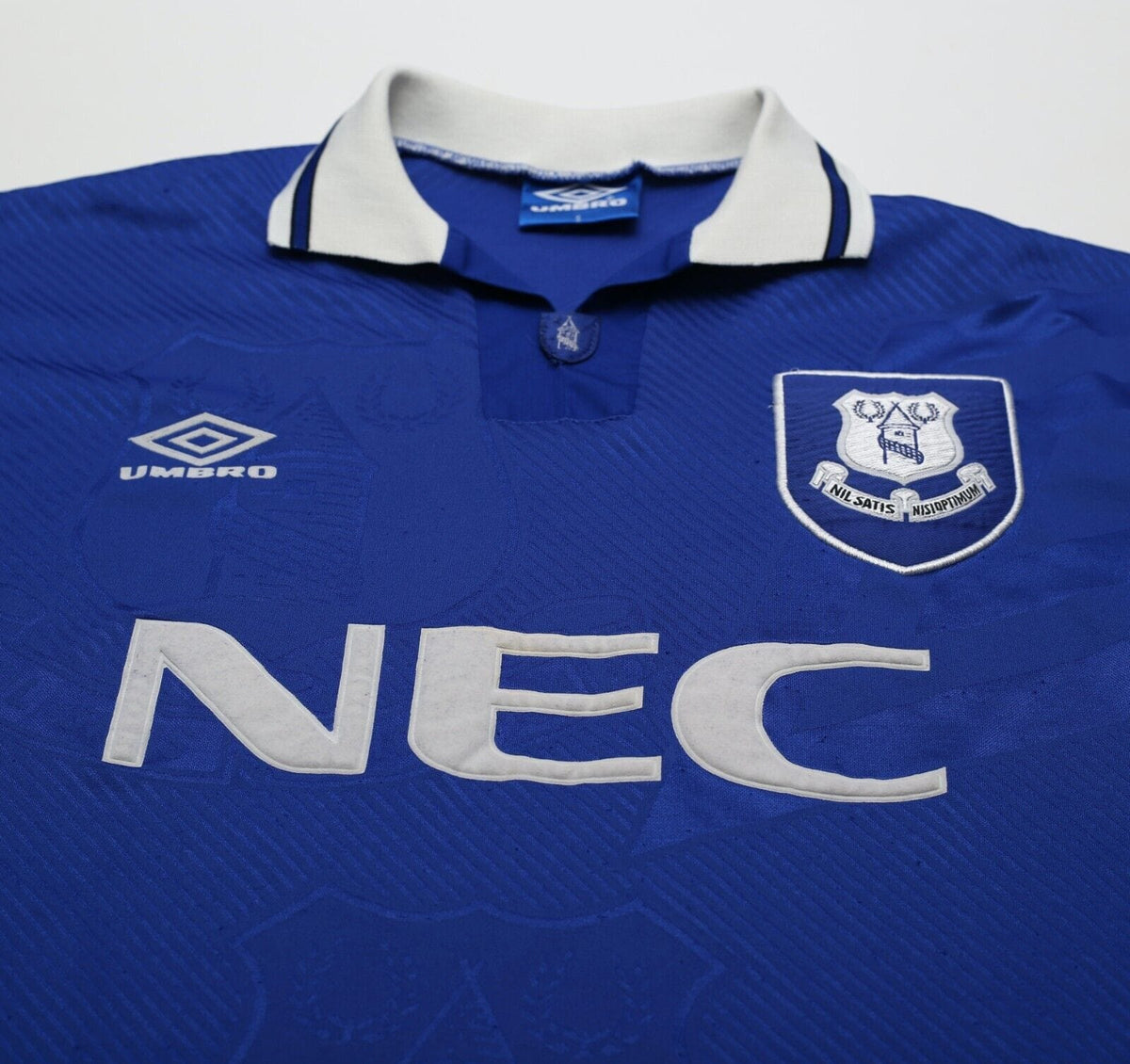 1993/95 FERGUSON #9 Everton Vintage Umbro Home Football Shirt (S)
