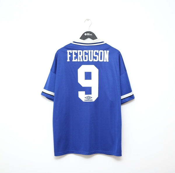 1993/95 FERGUSON #9 Everton Vintage Umbro HOME Football Shirt (XL