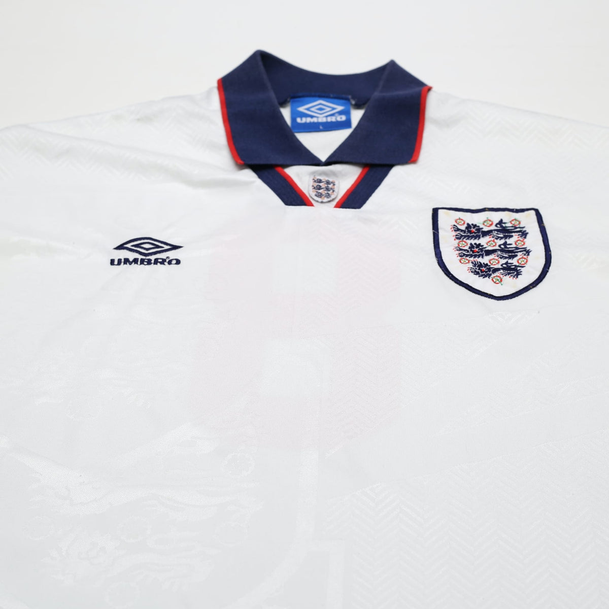 1993/95 Gascoigne #8 England Vintage Umbro Home Football Shirt (L)