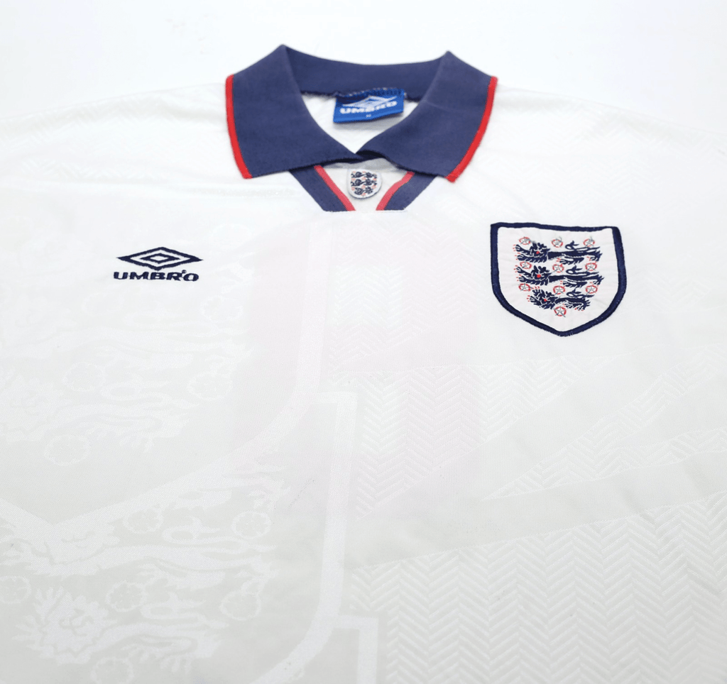 1993/95 GASCOIGNE #8 England Vintage Umbro Home Football Shirt (M)
