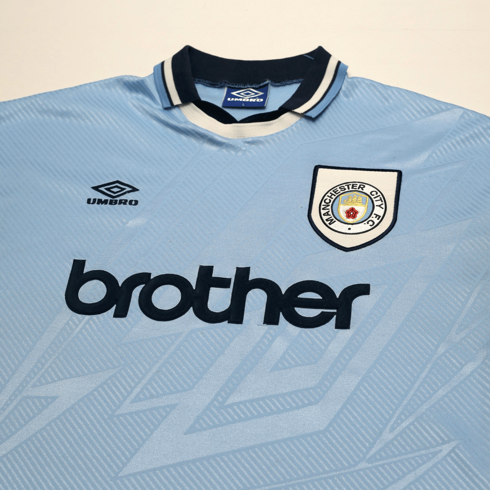 1993/95 Rosler #28 Manchester City Vintage Umbro Home Football Shirt (L)