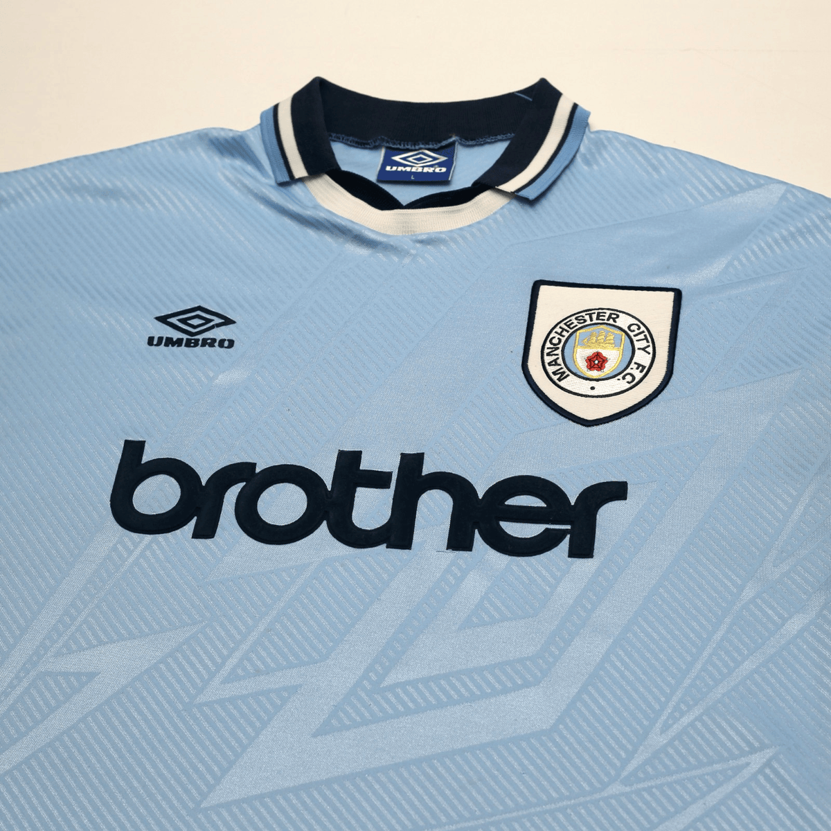 1993/95 Rosler #28 Manchester City Vintage Umbro Home Football Shirt (L)