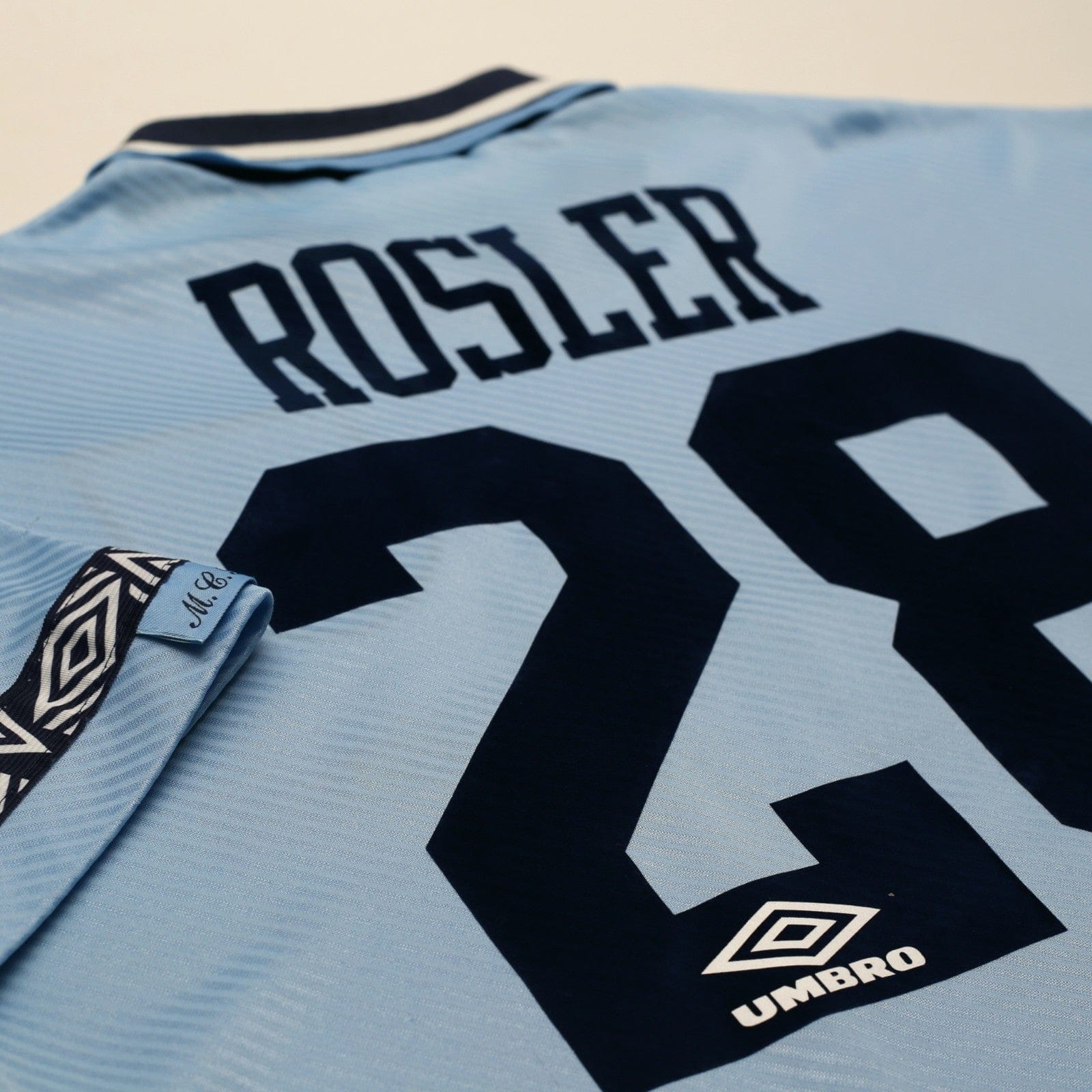 1993/95 Rosler #28 Manchester City Vintage Umbro Home Football Shirt (L)