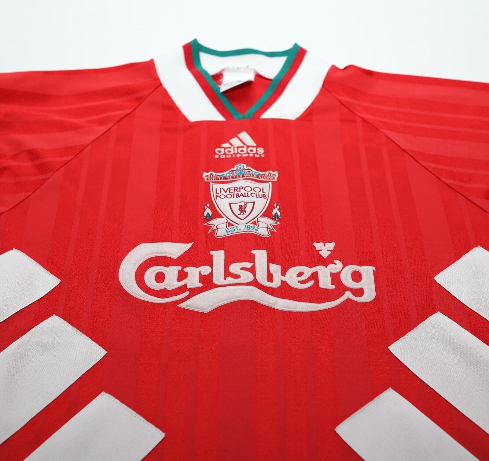 1993/95 RUSH #9 Liverpool Vintage adidas Equipment Home Football Shirt (M)