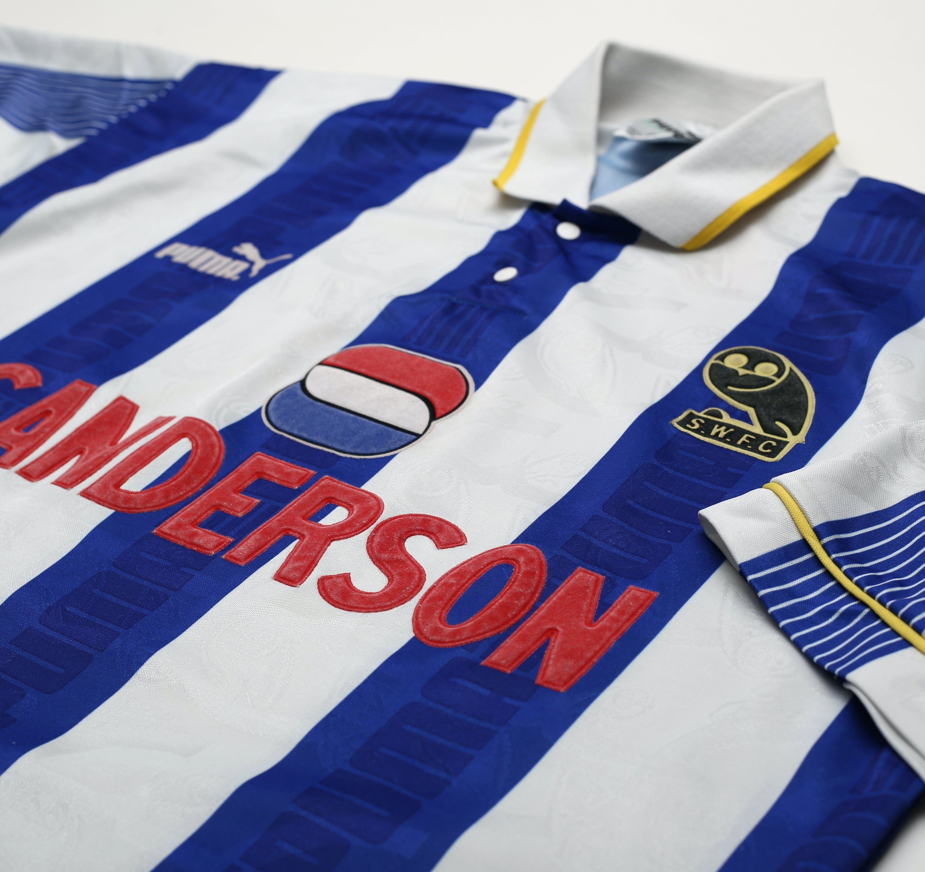 1993/95 WADDLE Sheffield Wednesday Vintage Puma Home Football Shirt (L)