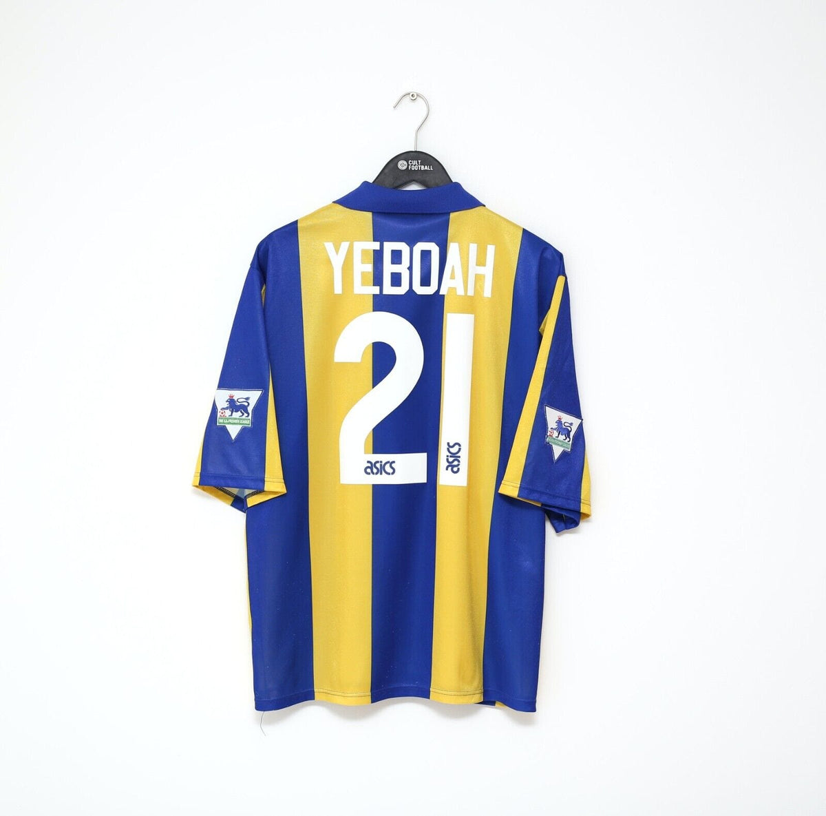 1993/95 YEBOAH #21 Leeds United Vintage Asics Away Football Shirt (XL) Ghana