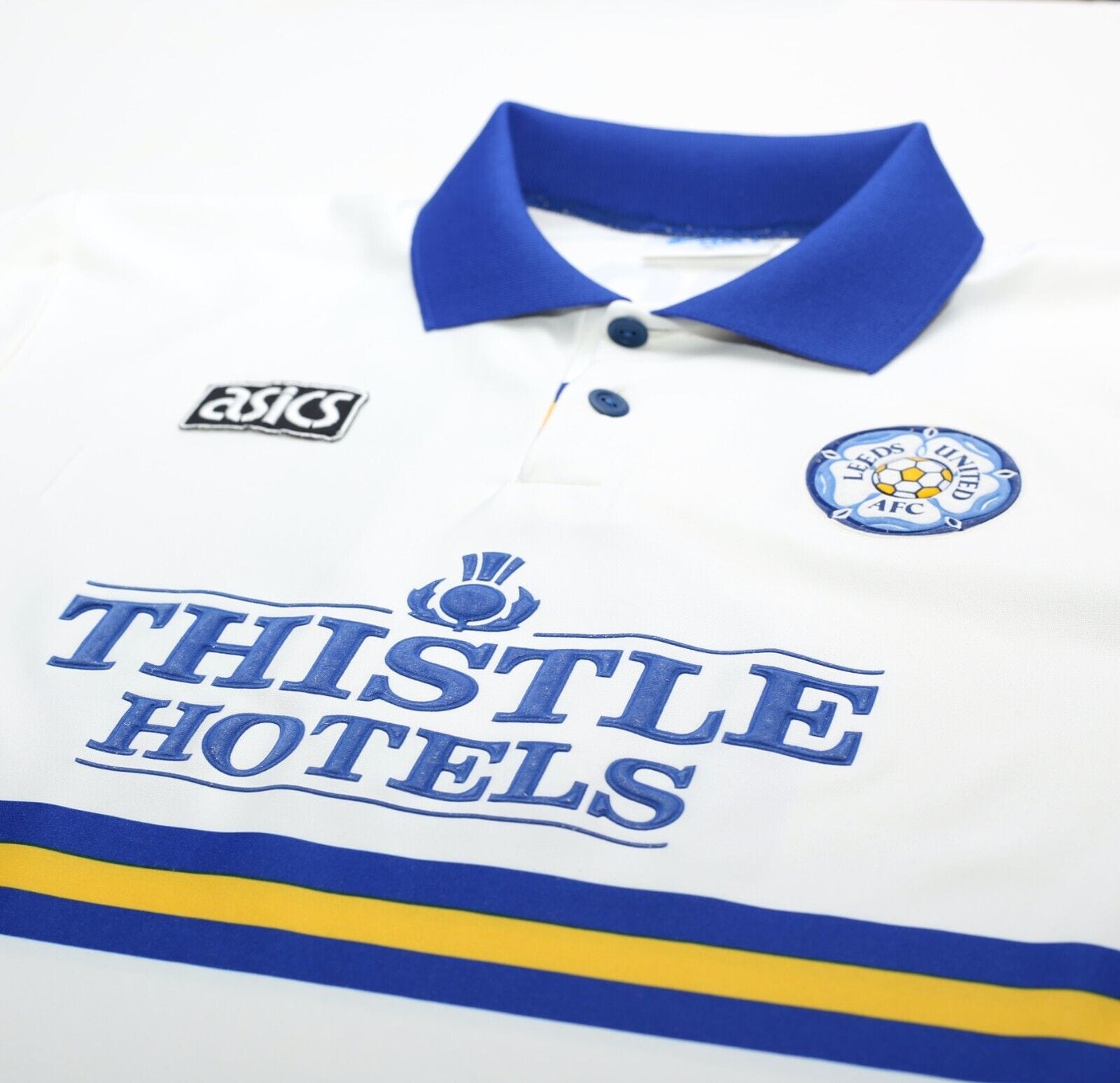 1993/95 YEBOAH #21 Leeds United Vintage ASICS HOME Football Shirt Jersey (XL)