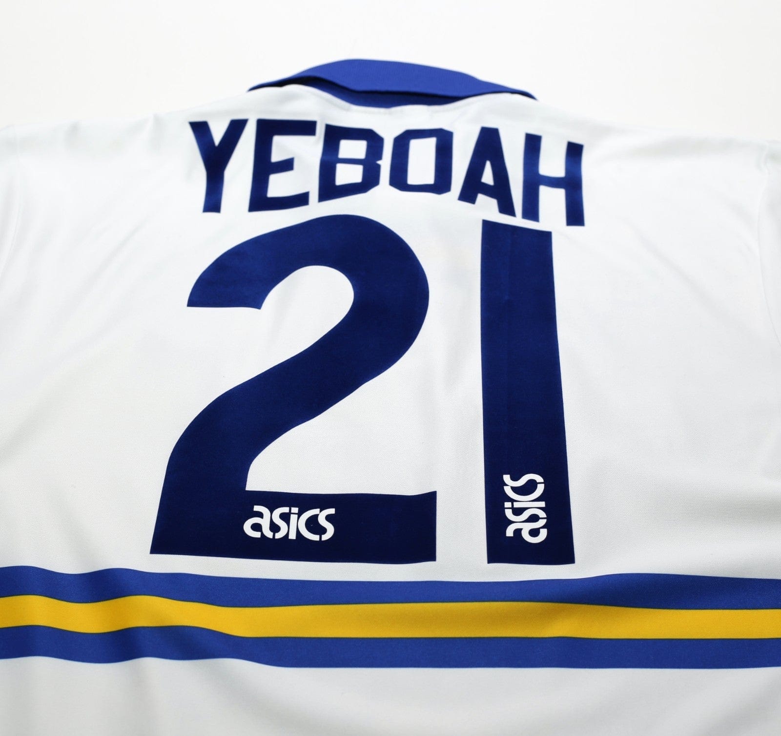 1993/95 YEBOAH #21 Leeds United Vintage ASICS Home Football Shirt (L)