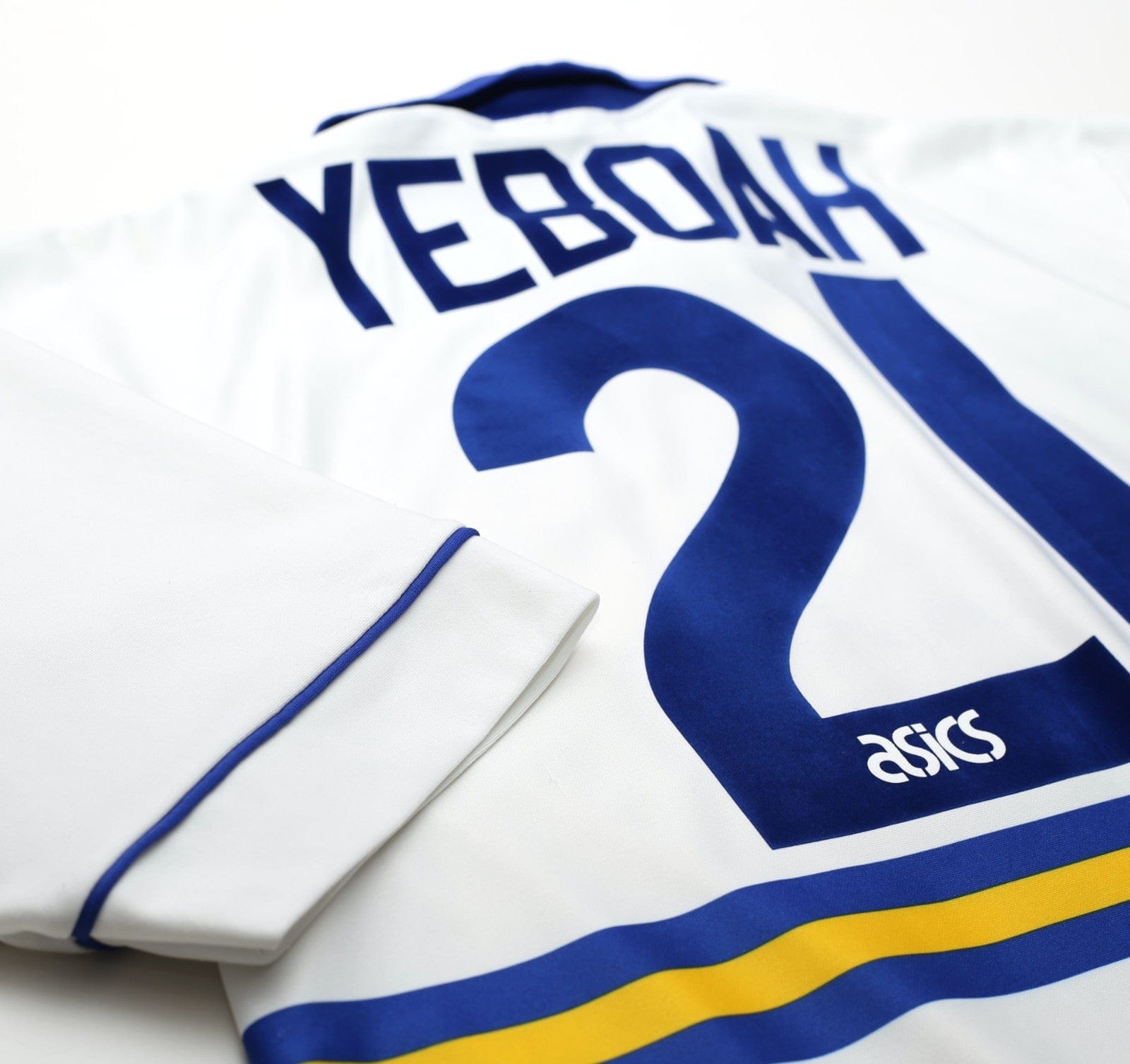 1993/95 YEBOAH #21 Leeds United Vintage ASICS Home Football Shirt (L)
