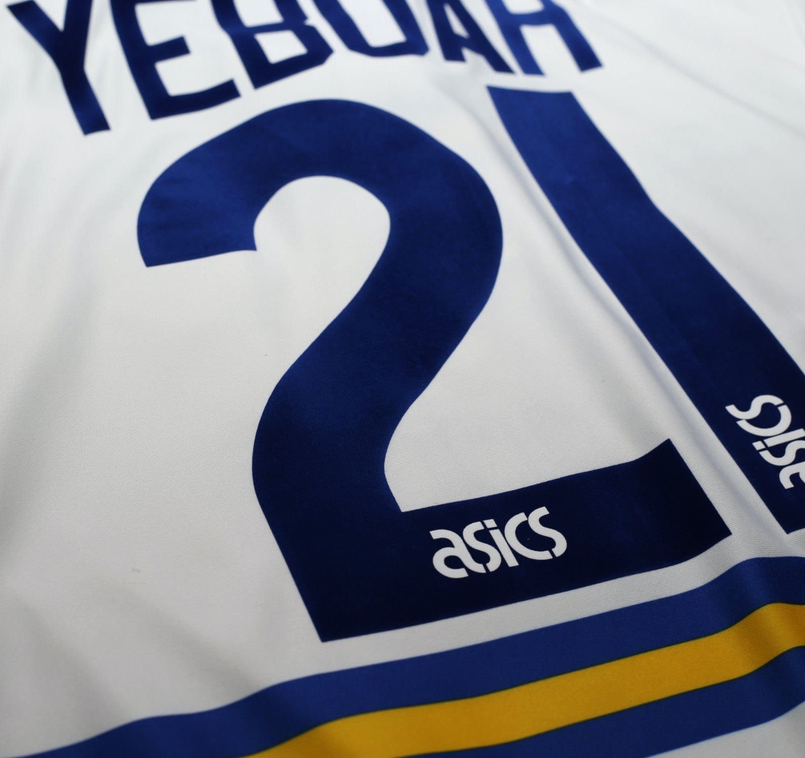 1993/95 YEBOAH #21 Leeds United Vintage ASICS Home Football Shirt (L)
