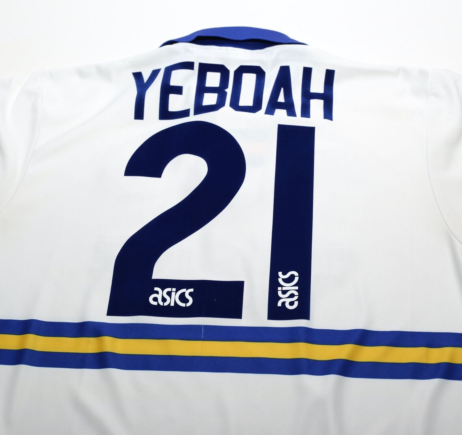 1993/95 YEBOAH #21 Leeds United Vintage ASICS Home Football Shirt (L)