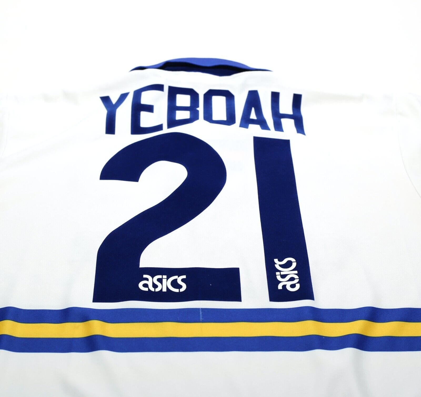 1993/95 YEBOAH #21 Leeds United Vintage ASICS Home Football Shirt (L)