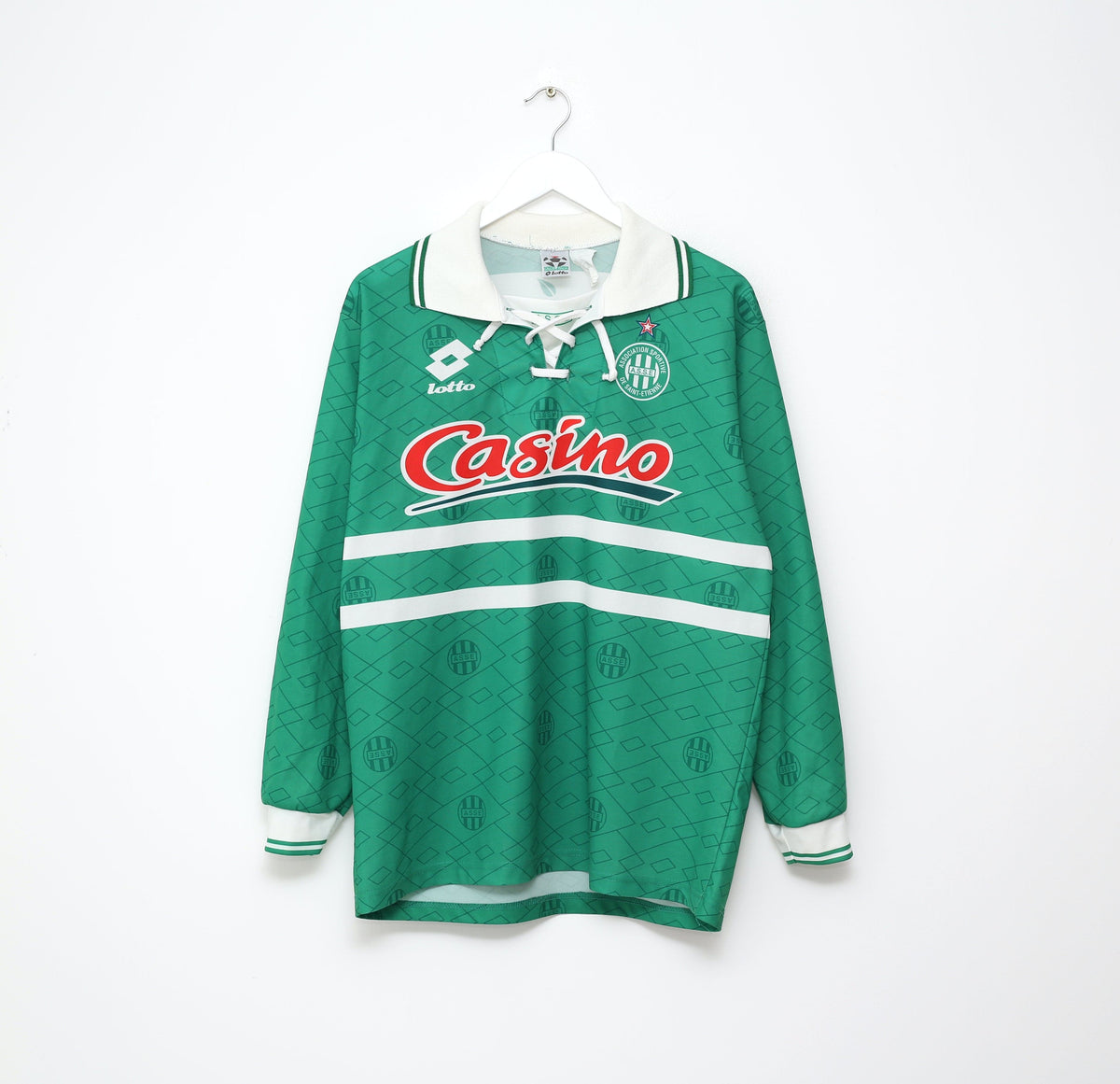 1994/95 AS SAINT-ETIENNE Vintage Lotto Long Sleeve Football Shirt Jersey (L)