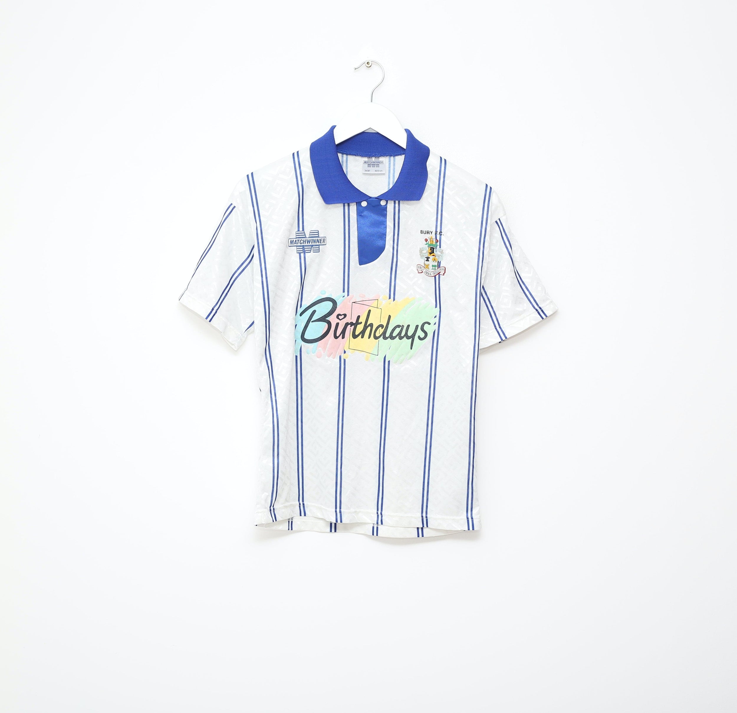 1994/95 BURY FC Vintage Matchwinner Home Football Shirt 34/36 (S)