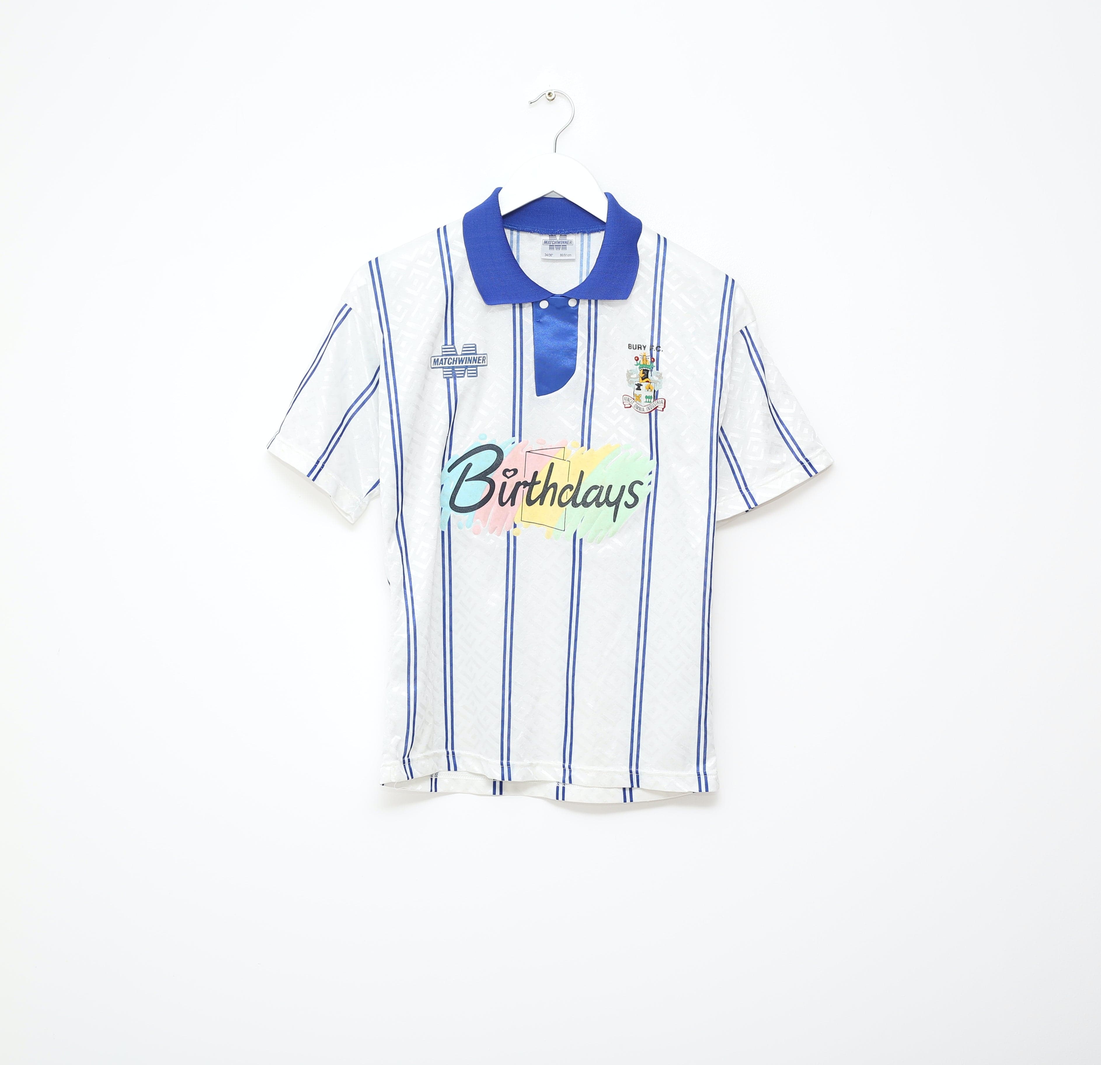 1994/95 BURY FC Vintage Matchwinner Home Football Shirt 34/36 (S)