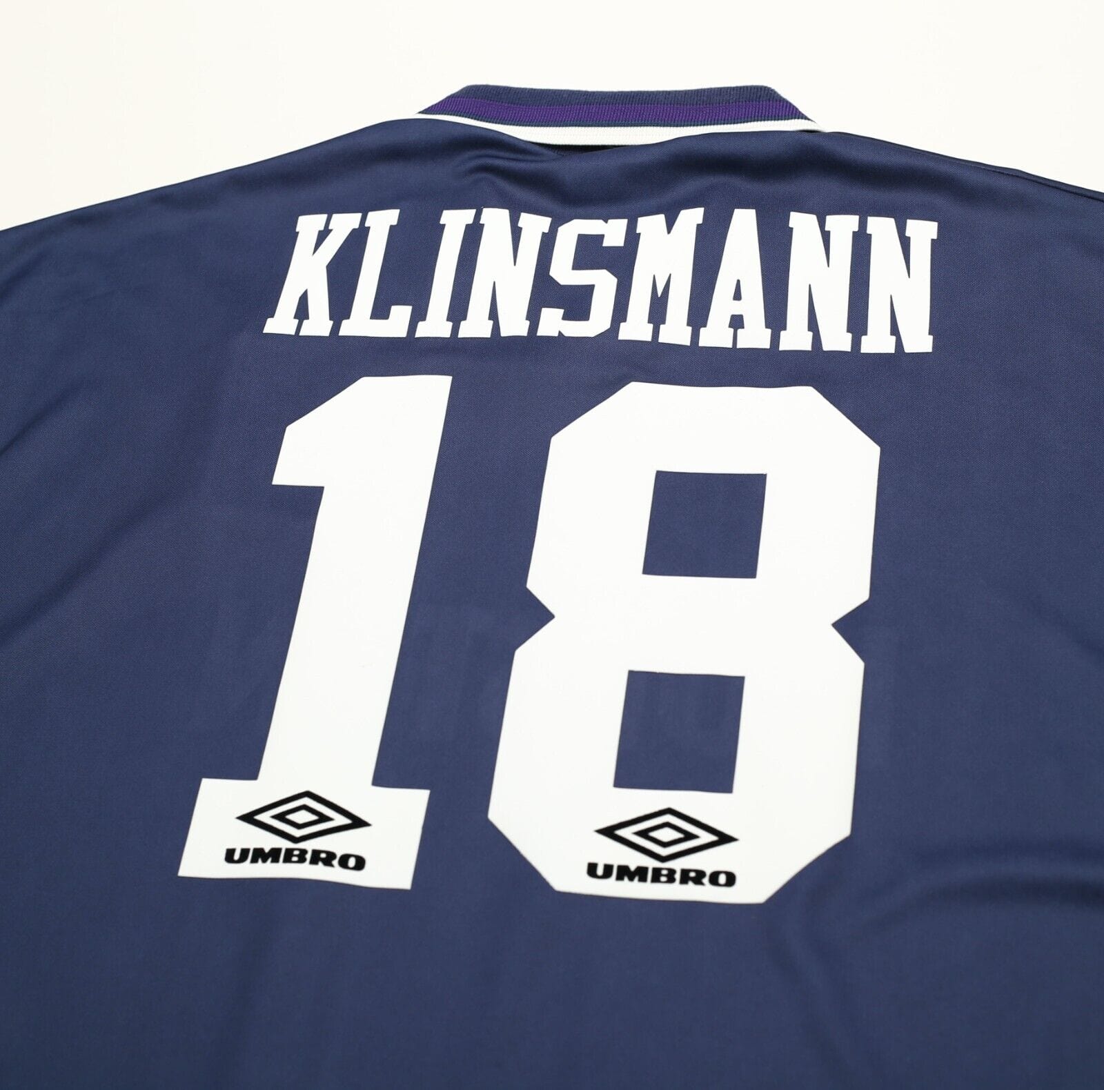 1994/95 KLINSMANN #18 Tottenham Hotspur Vintage Umbro Away Football Shirt (XL)