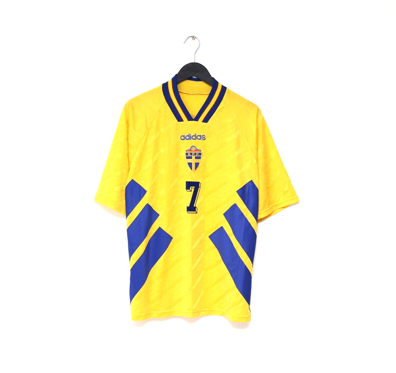 1994/95 LARSSON #7 Sweden Vintage adidas WC 94 Home Football Shirt (L)