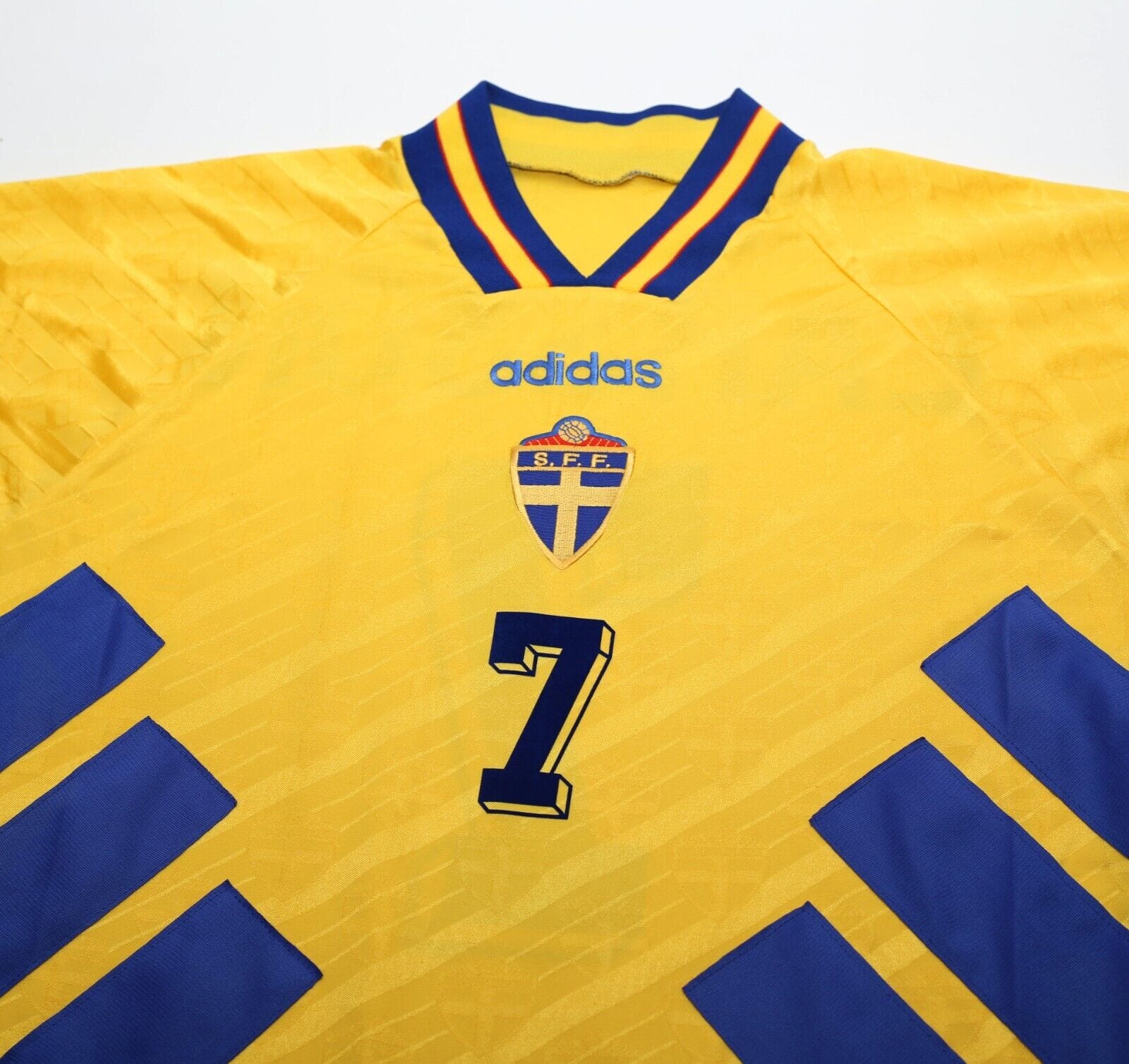 1994/95 LARSSON #7 Sweden Vintage adidas WC 94 Home Football Shirt (L)