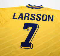 1994/95 LARSSON #7 Sweden Vintage adidas WC 94 Home Football Shirt (L)