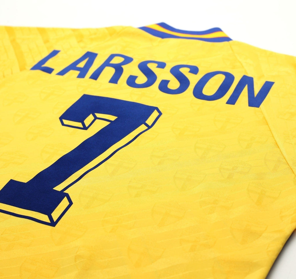 1994/95 LARSSON #7 Sweden Vintage adidas WC 94 Home Football Shirt (XL)