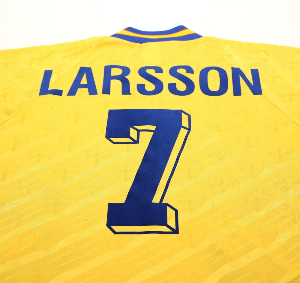 1994/95 LARSSON #7 Sweden Vintage adidas WC 94 Home Football Shirt (XL)