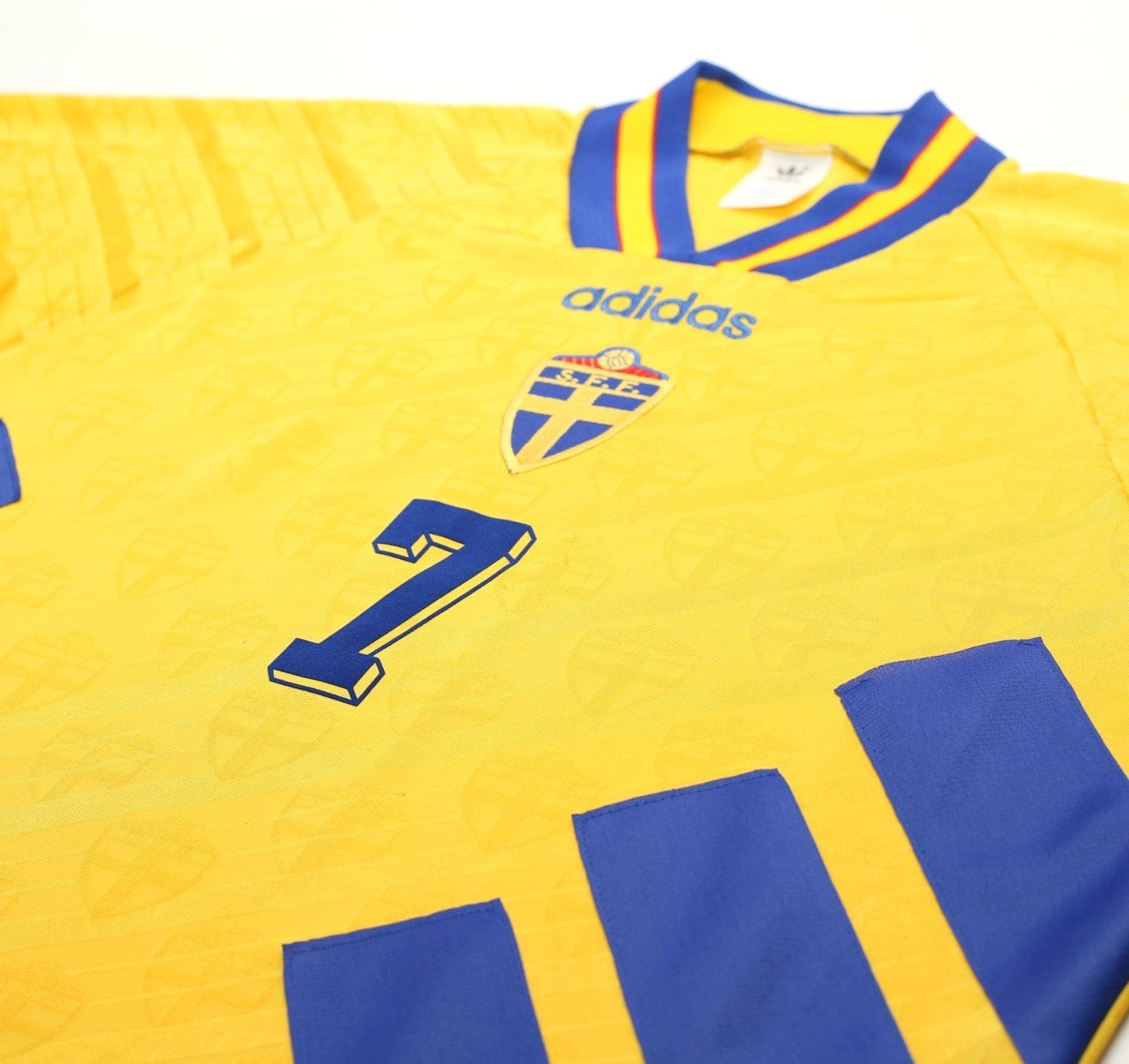 1994/95 LARSSON #7 Sweden Vintage adidas WC 94 Home Football Shirt (XL)