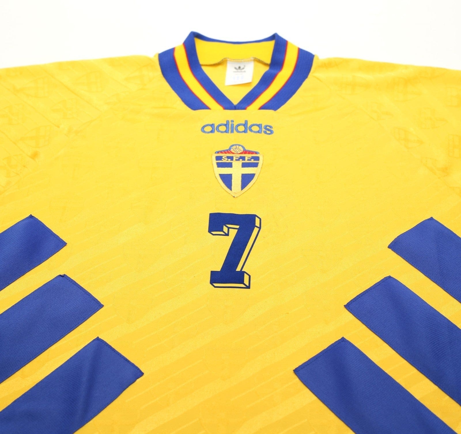 1994/95 LARSSON #7 Sweden Vintage adidas WC 94 Home Football Shirt (XL)
