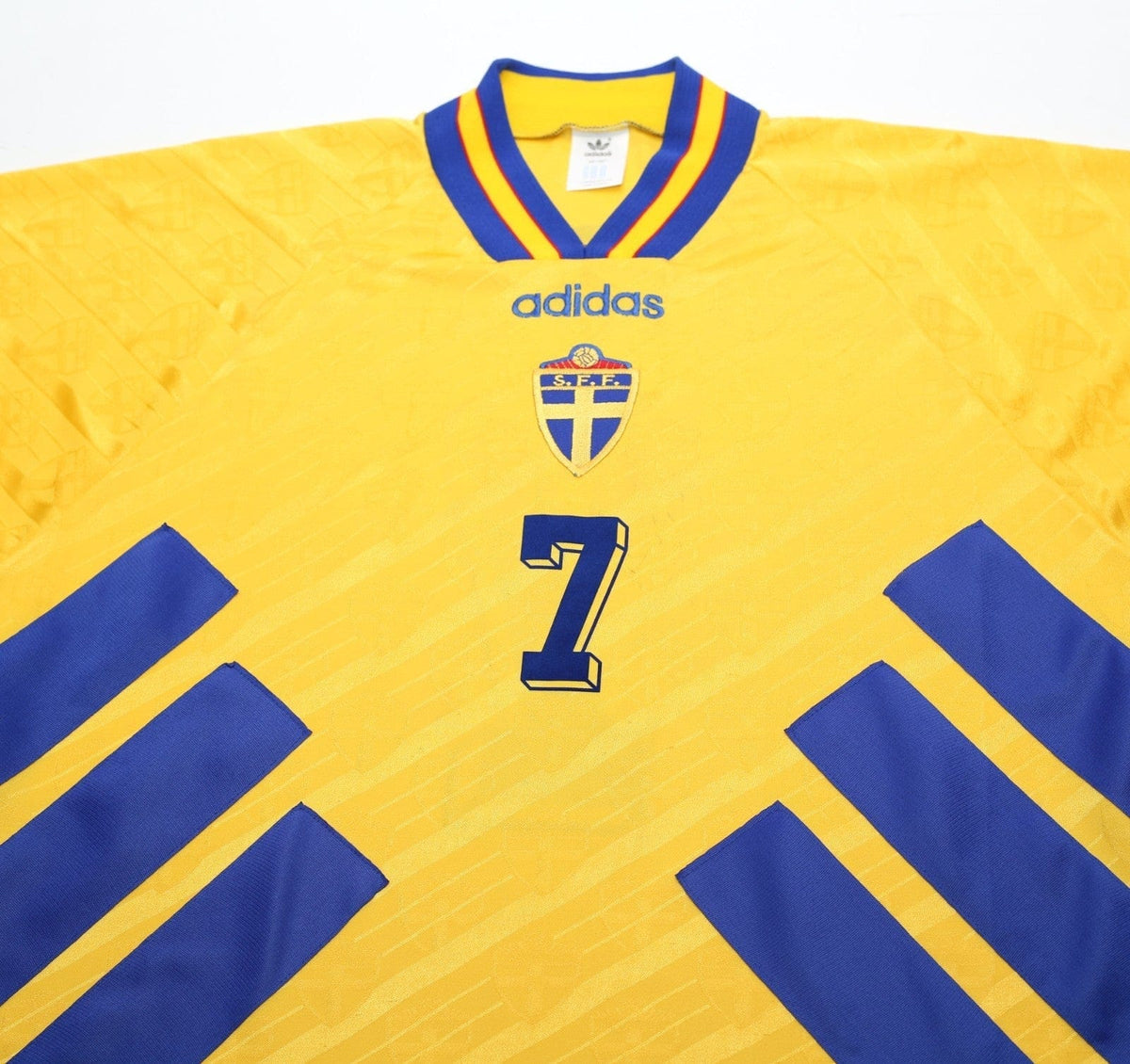 1994/95 LARSSON #7 Sweden Vintage adidas WC 94 Home Football Shirt (XL)