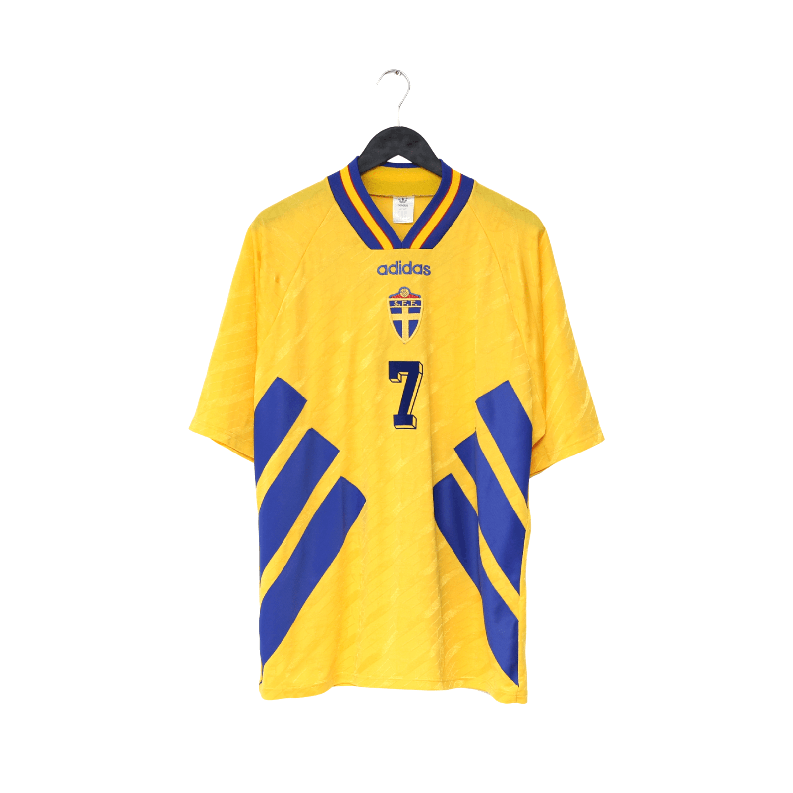 1994/95 LARSSON #7 Sweden Vintage adidas WC 94 Home Football Shirt (XL)