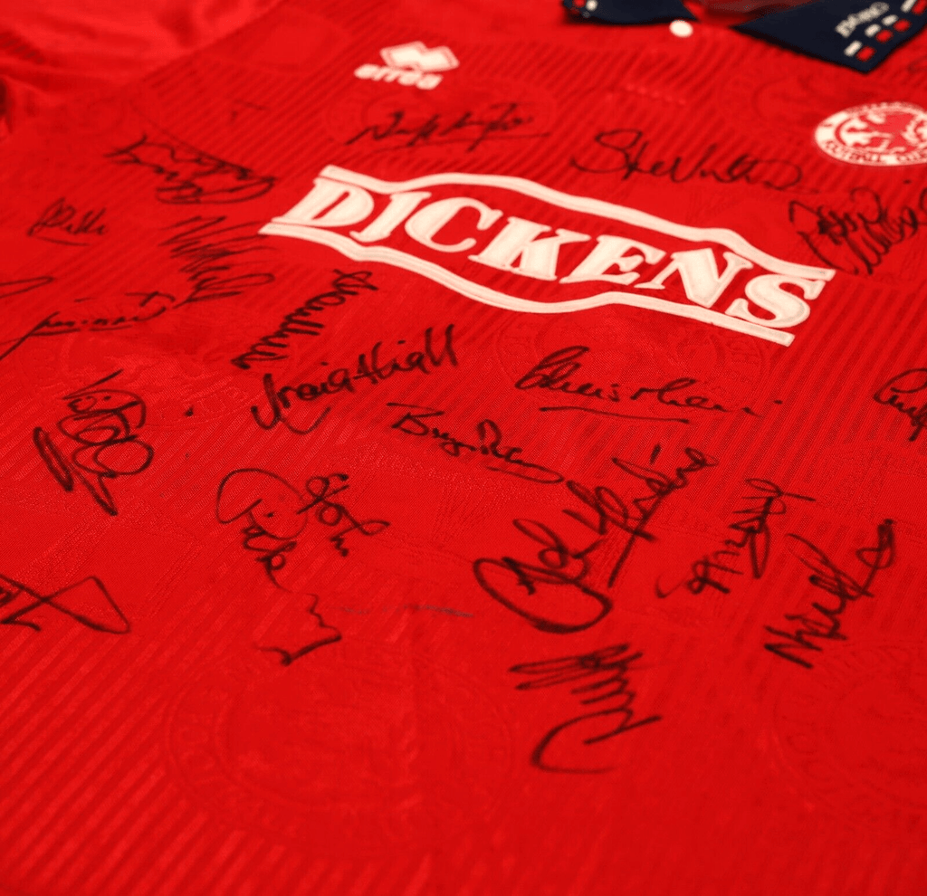 1994/95 MIDDLESBROUGH Vintage Errea Home Football Shirt Jersey (XL) SQUAD SIGNED