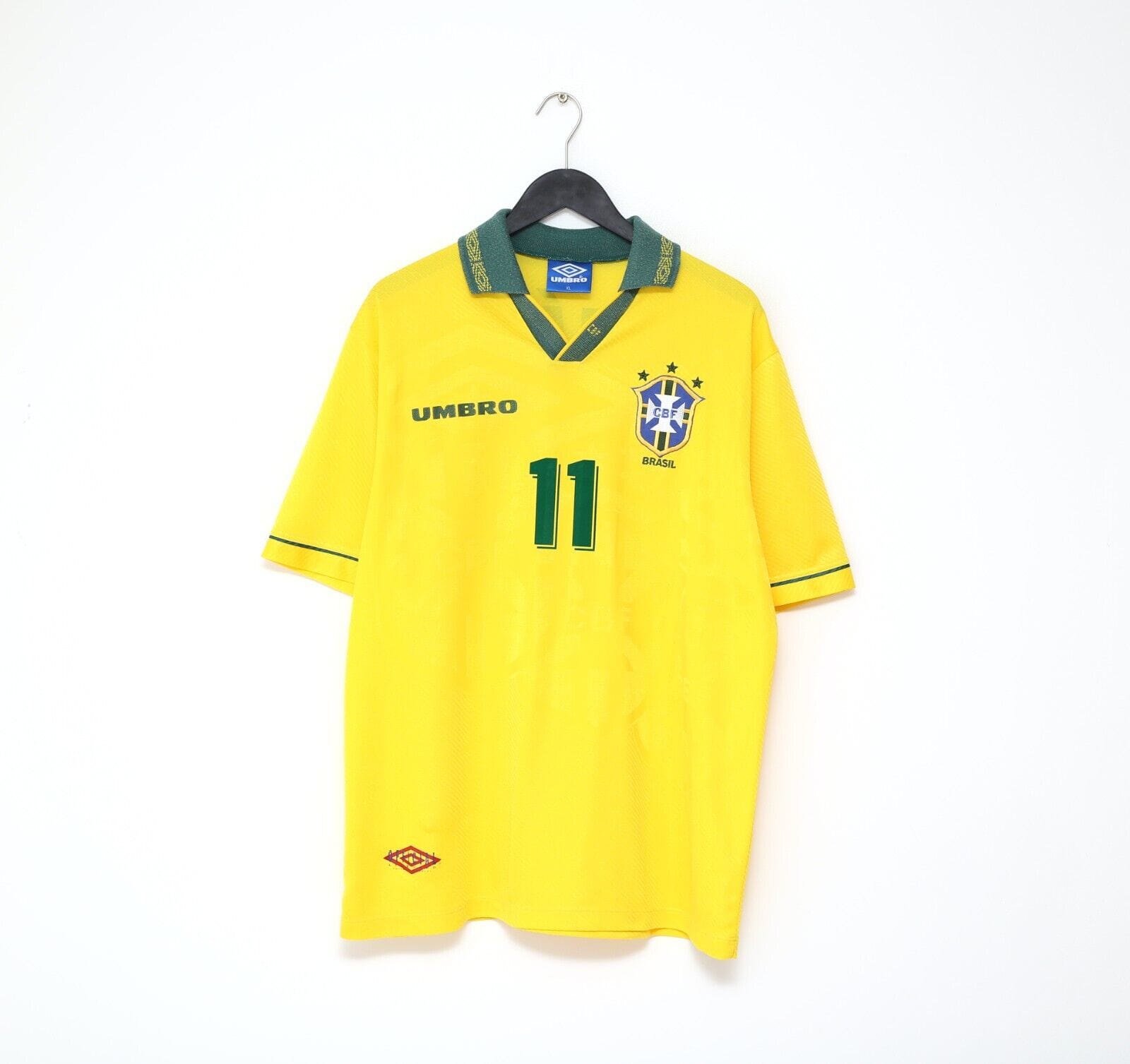 1994/95 ROMARIO #11 Brazil Vintage Umbro Home Football Shirt (XL) 3 Star 1994 WC