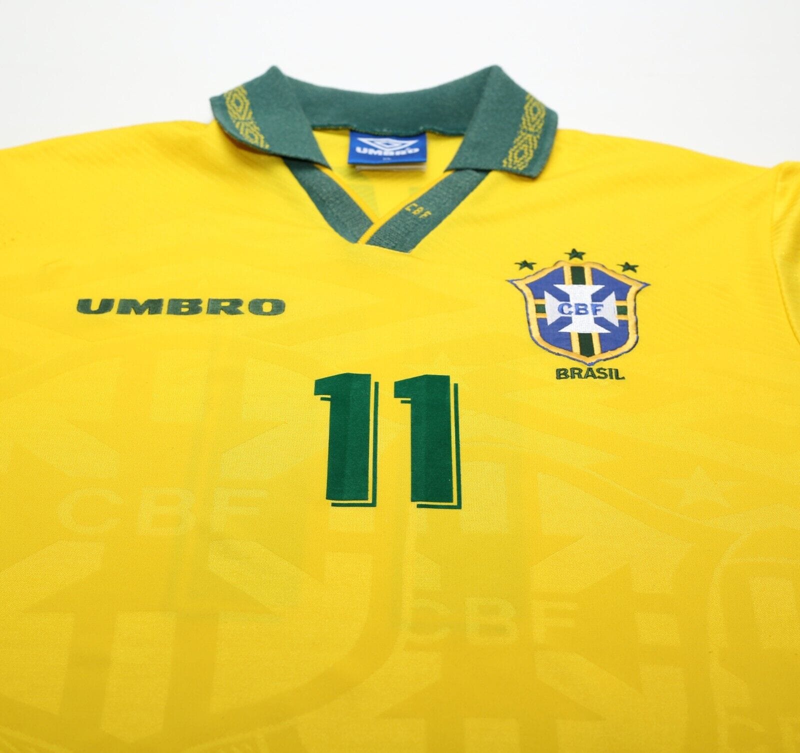 1994/95 ROMARIO #11 Brazil Vintage Umbro Home Football Shirt (XL) 3 Star 1994 WC