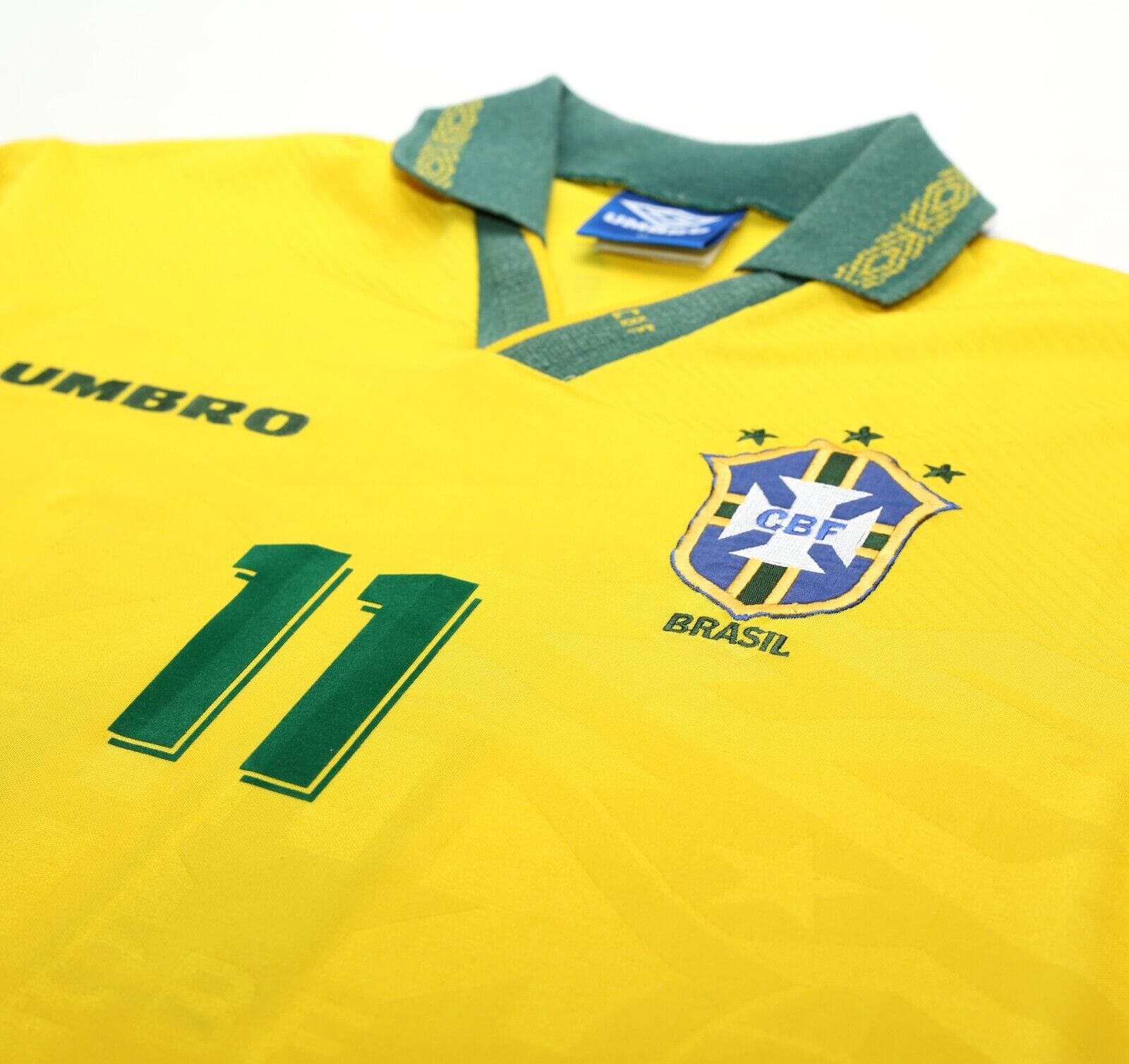 1994/95 ROMARIO #11 Brazil Vintage Umbro Home Football Shirt (XL) 3 Star 1994 WC