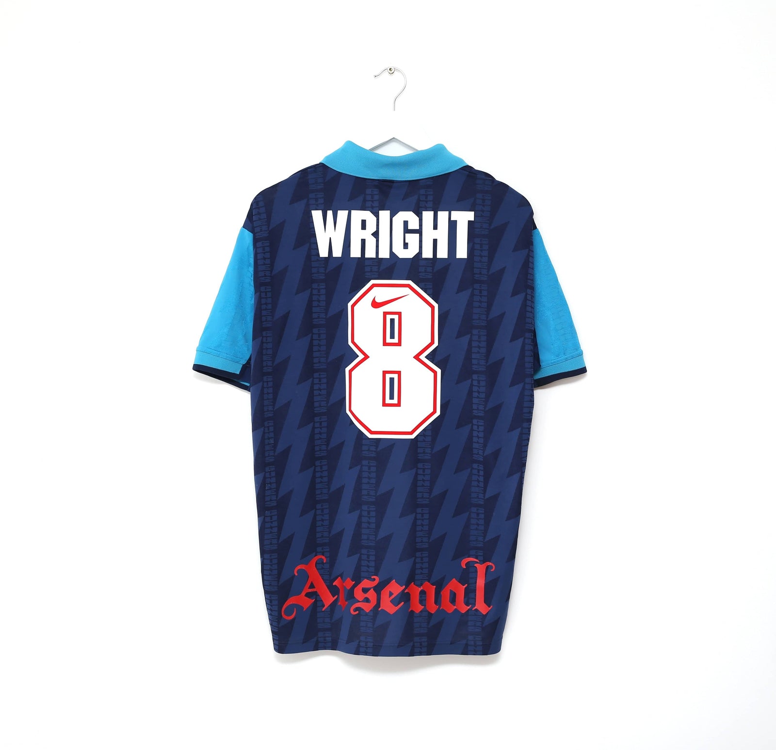 1994/95 WRIGHT #8 Arsenal Vintage Nike Away Football Shirt (L)