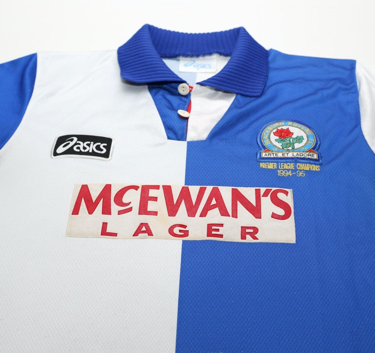 1994/96 BLACKBURN ROVERS Vintage Asics Home Football Shirt (M) League Champions