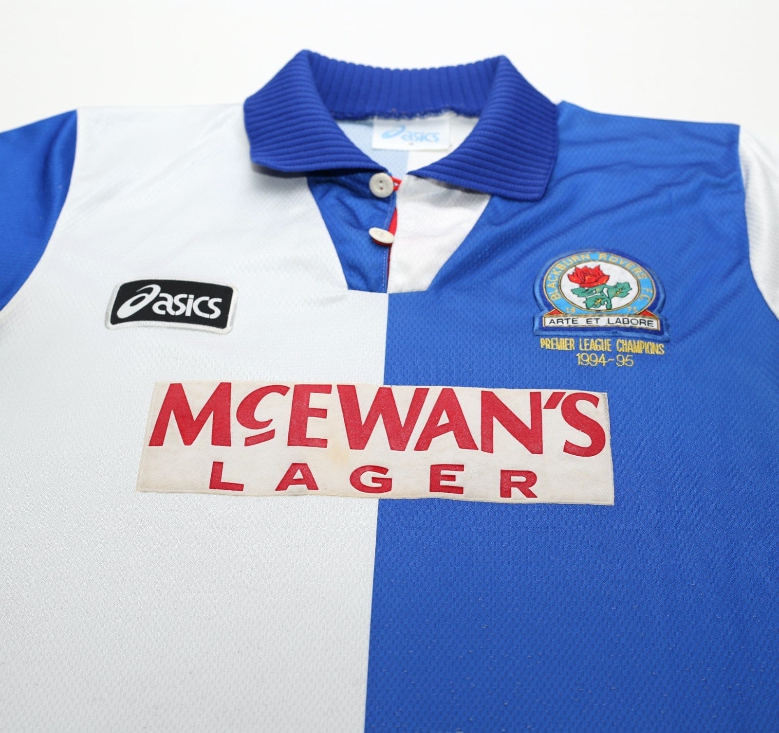 1994/96 BLACKBURN ROVERS Vintage Asics Home Football Shirt (M) League Champions