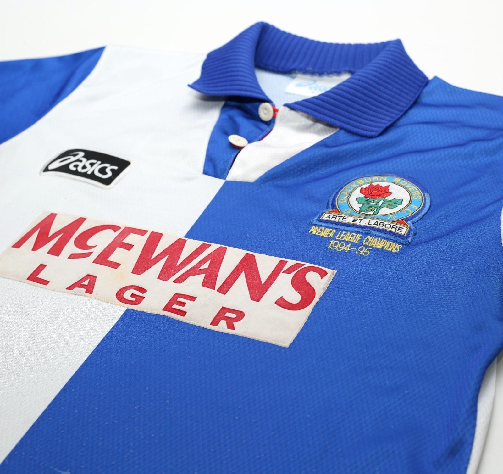 1994/96 BLACKBURN ROVERS Vintage Asics Home Football Shirt (M) League Champions