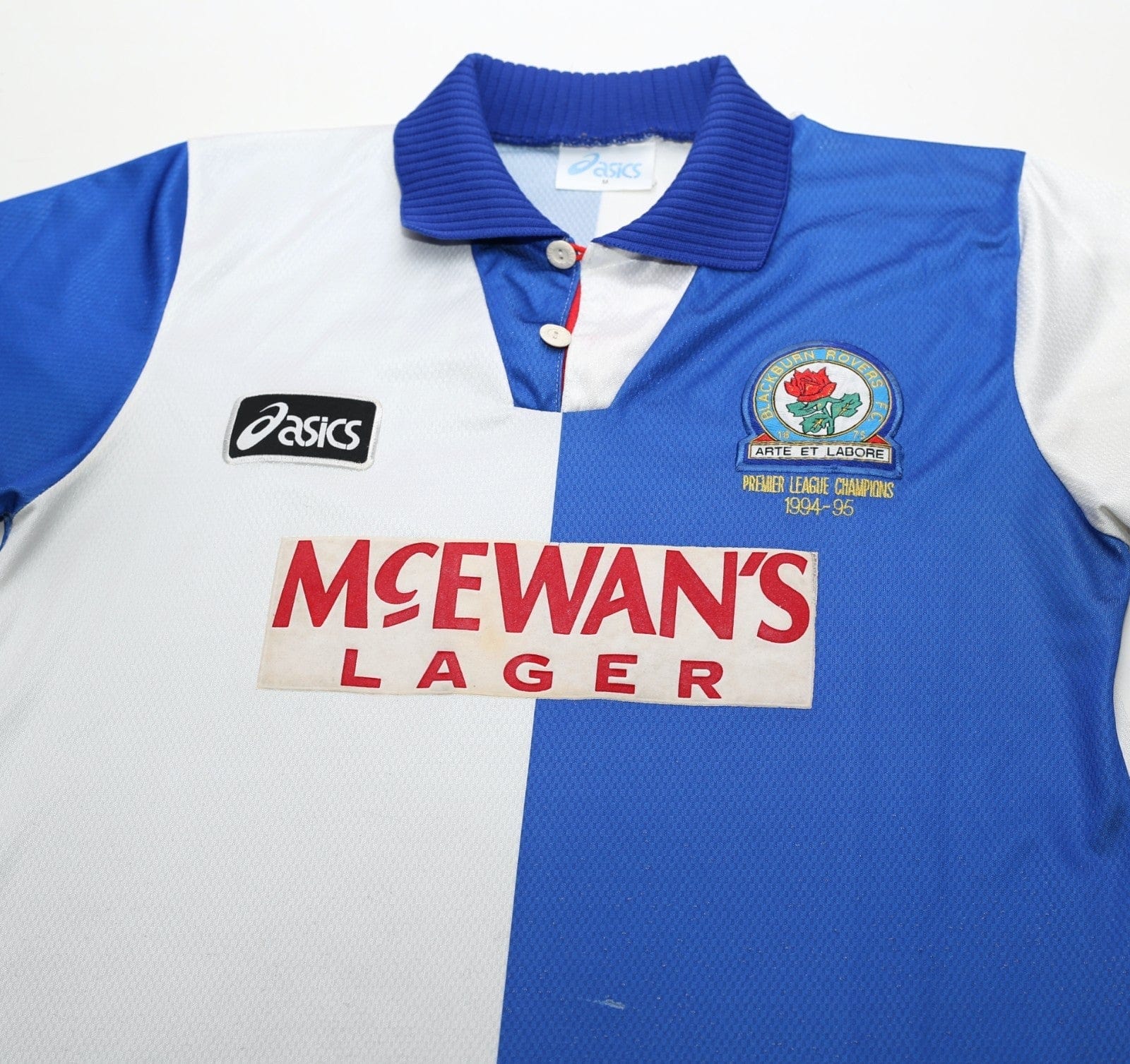 1994/96 BLACKBURN ROVERS Vintage Asics Home Football Shirt (M) League Champions